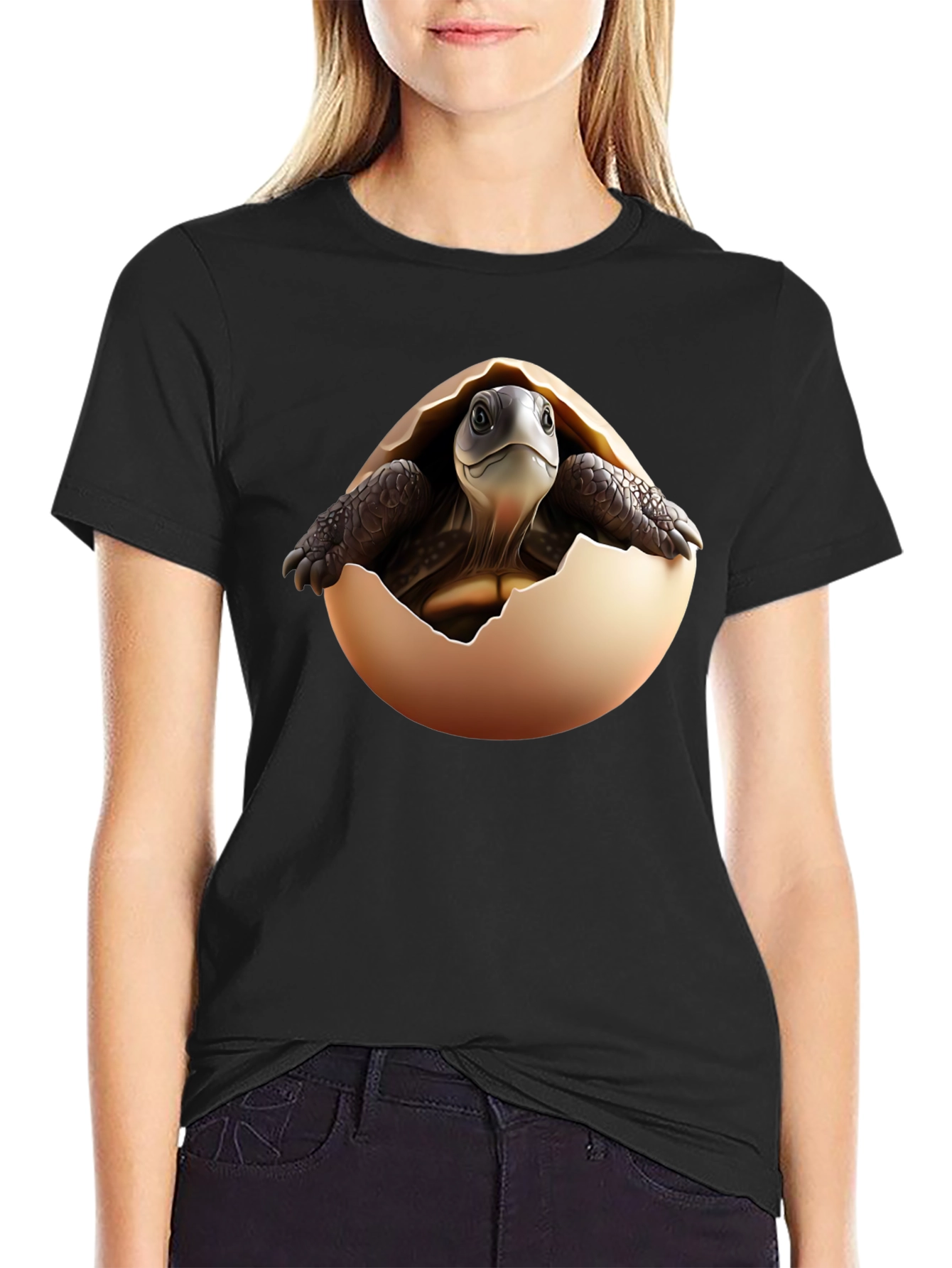 Turtle Hatching Black T-Shirt