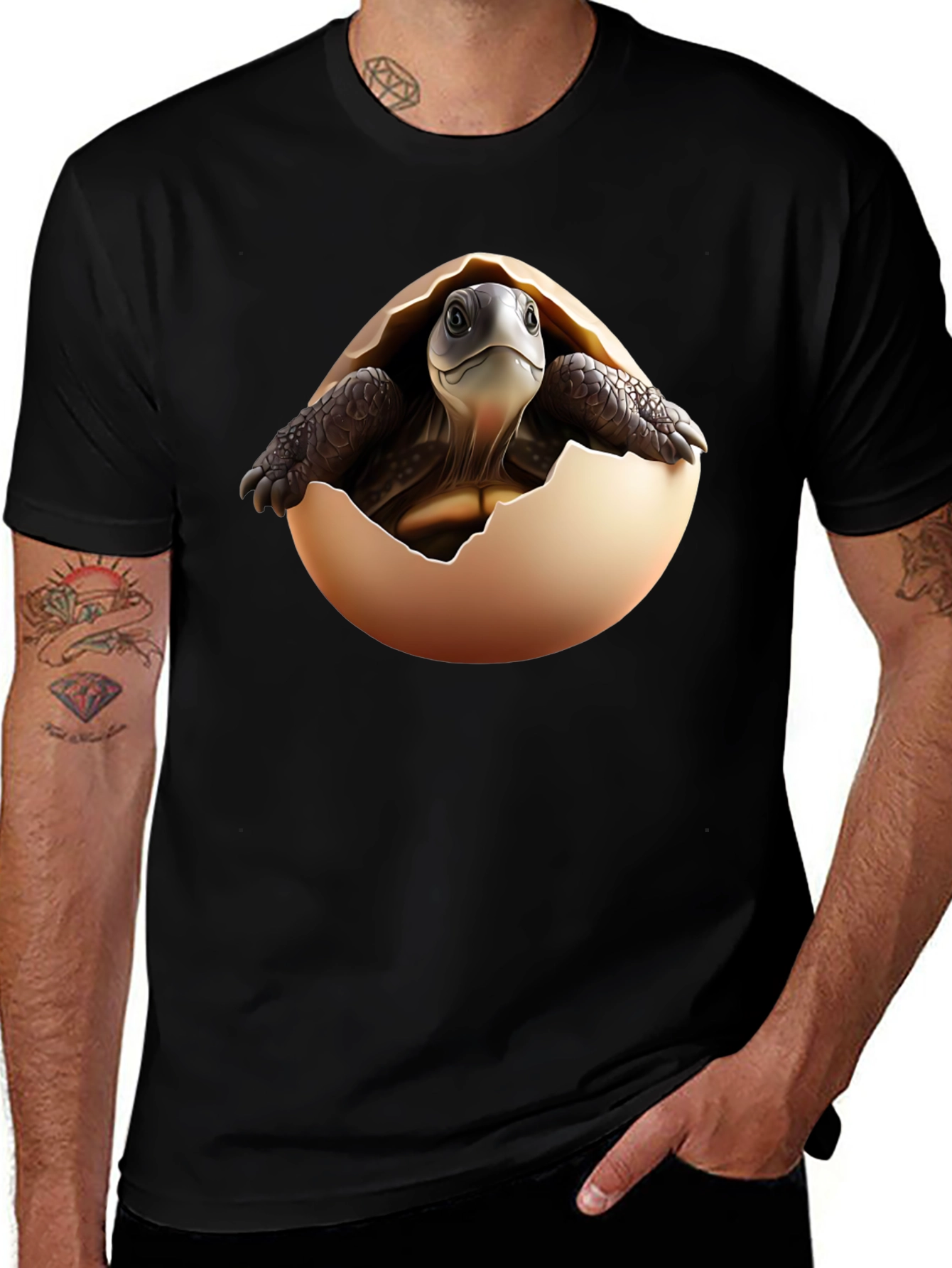 Turtle Hatching Black T-Shirt
