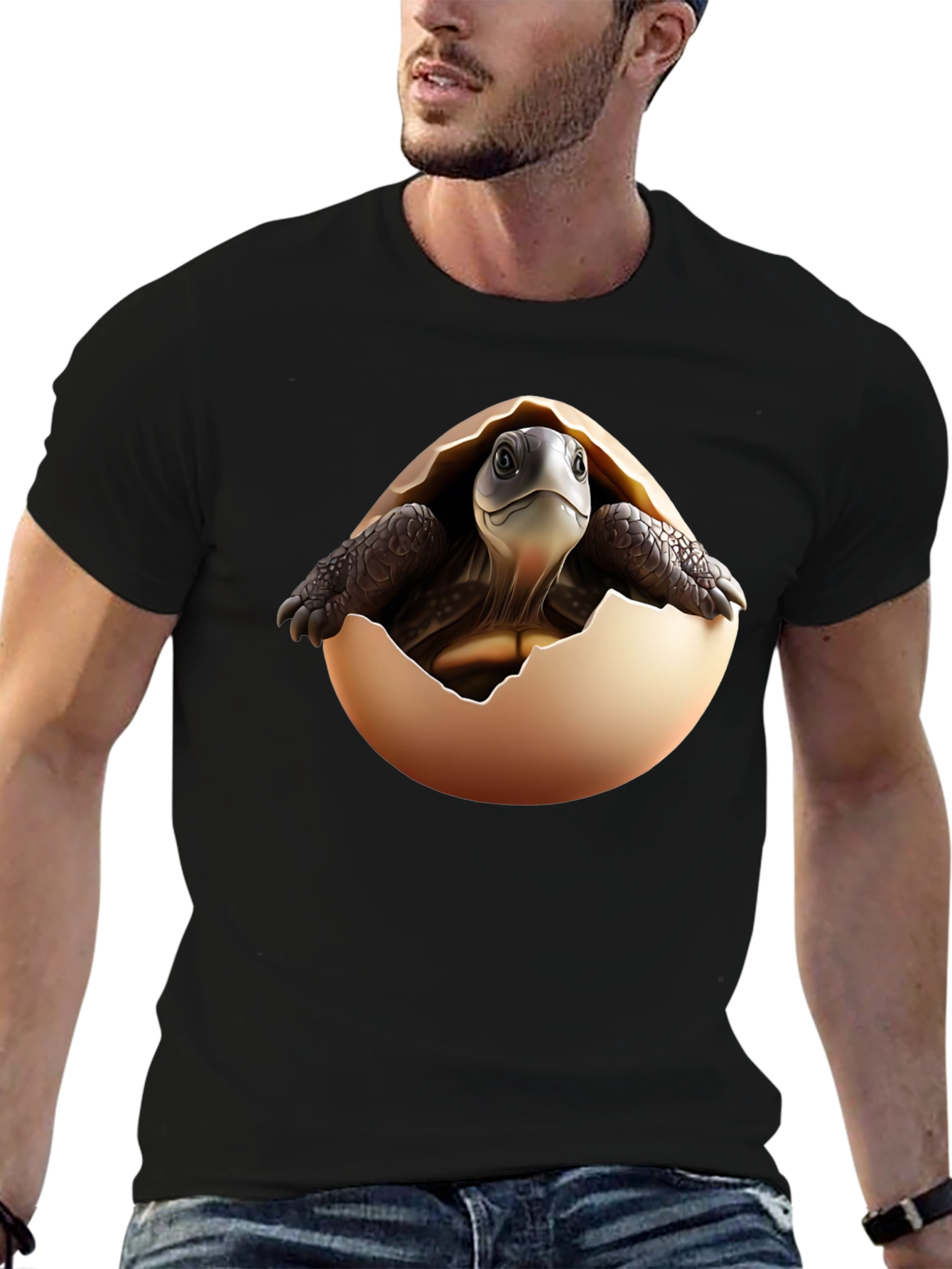 Turtle Hatching Black T-Shirt