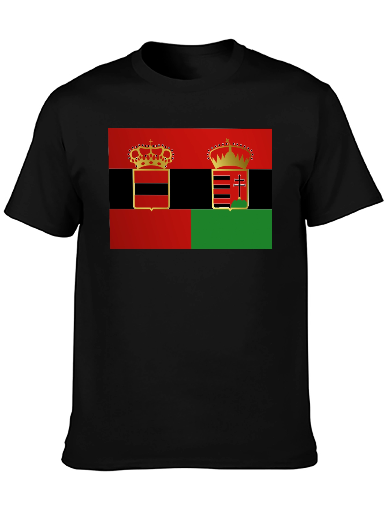 Unique Dual Crest Graphic Tee - Black
