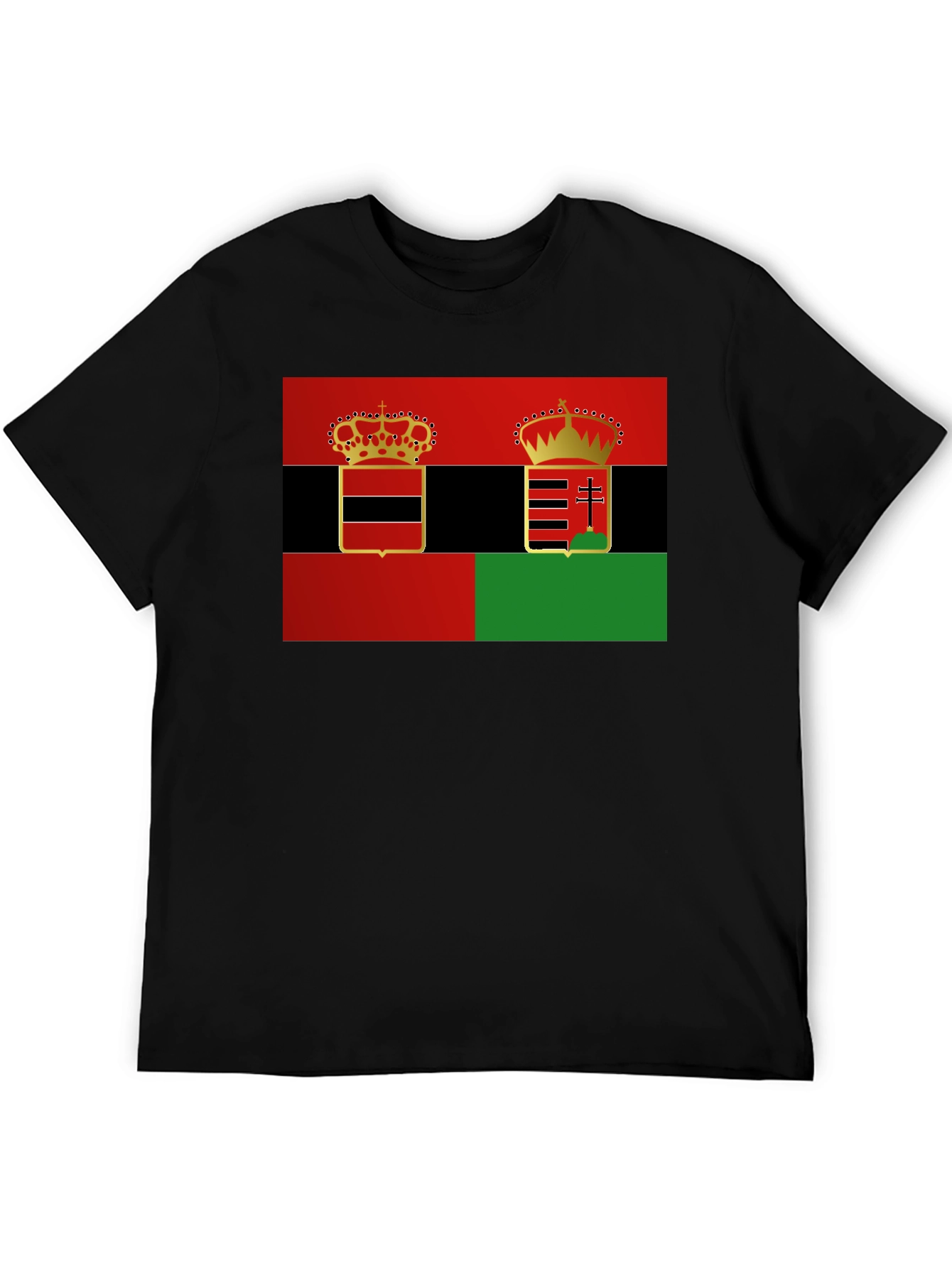 Unique Dual Crest Graphic Tee - Black