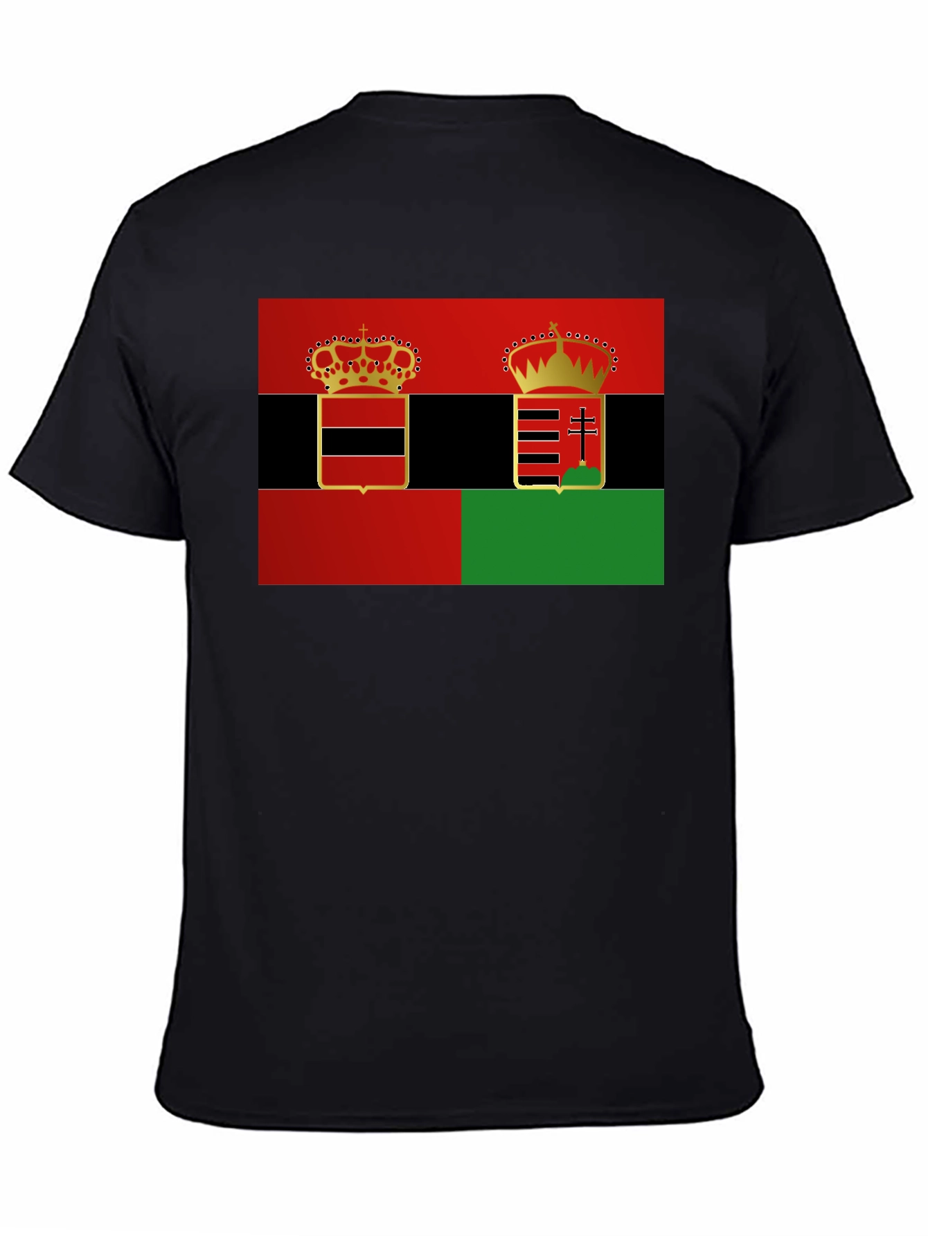 Unique Dual Crest Graphic Tee - Black