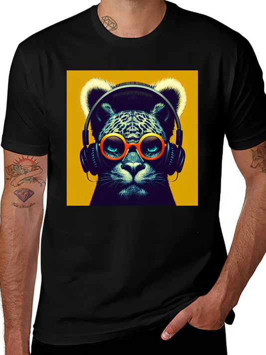Cool Cat Graphic Tee - Music Lover T-Shirt