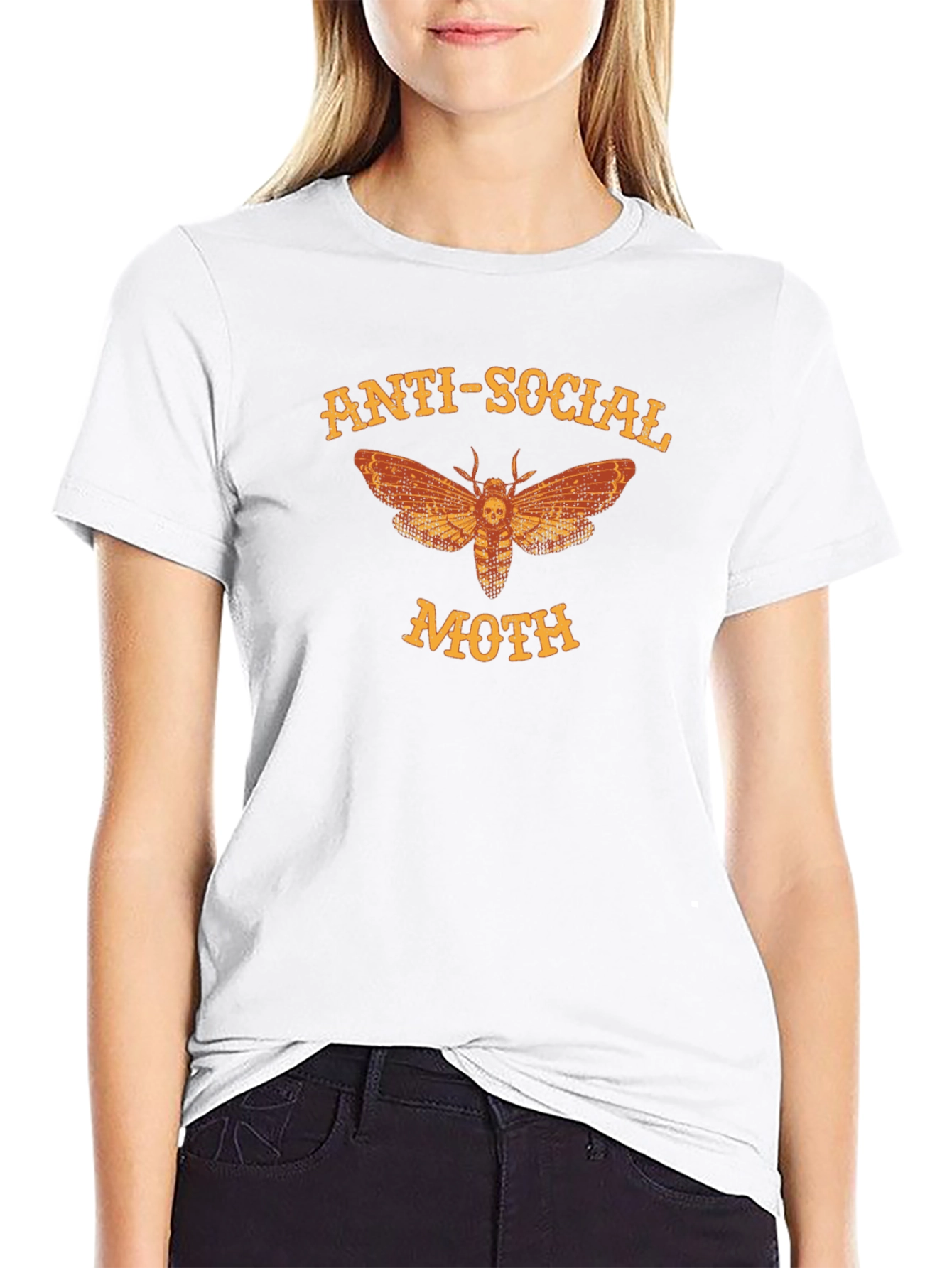 Anti-Social Moth Graphic T-Shirt - Black