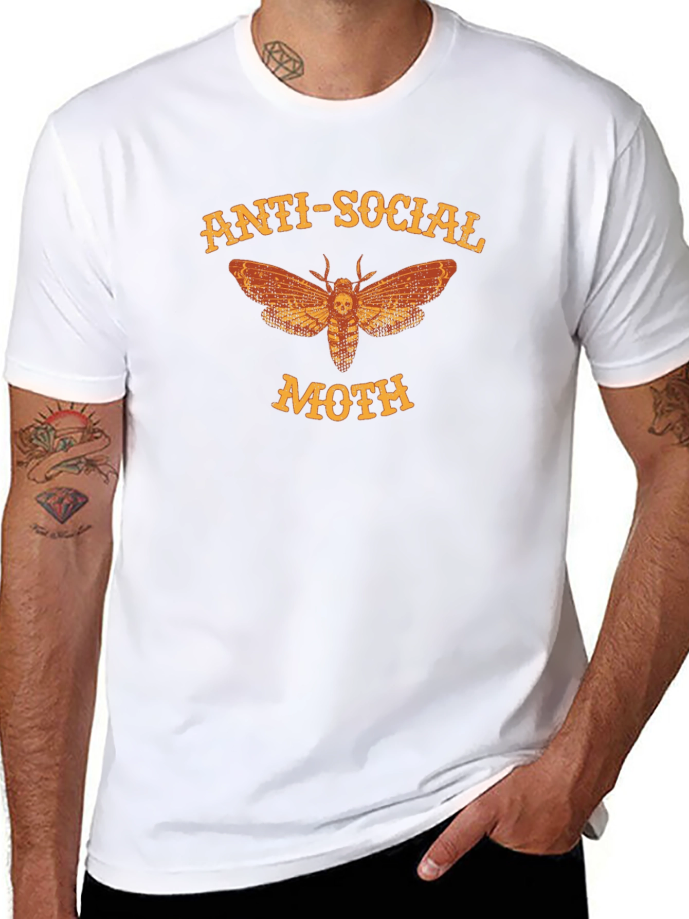 Anti-Social Moth Graphic T-Shirt - Black