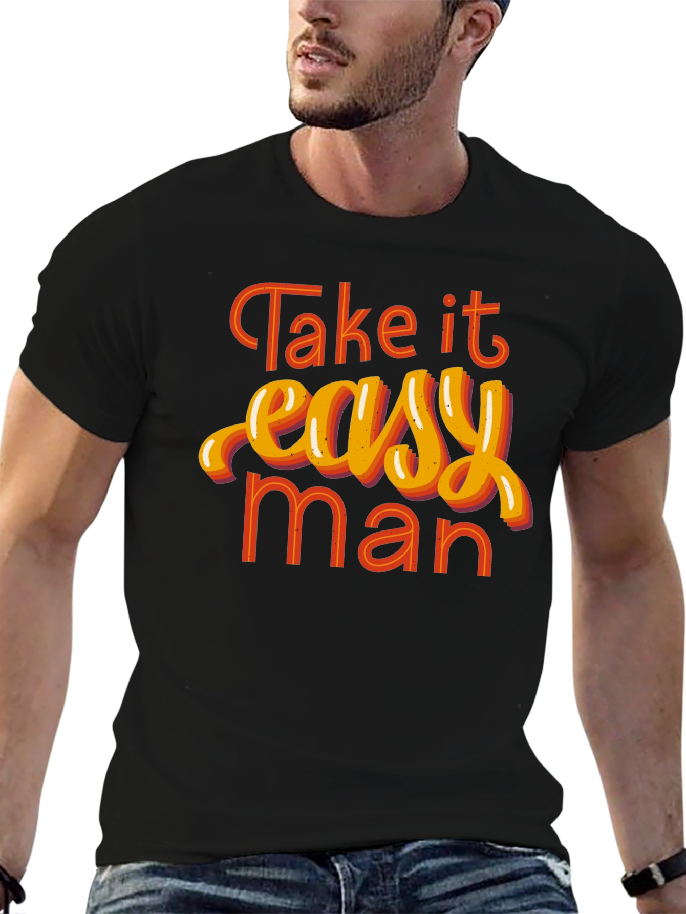 Take it Easy Man Graphic Tee - Retro Style