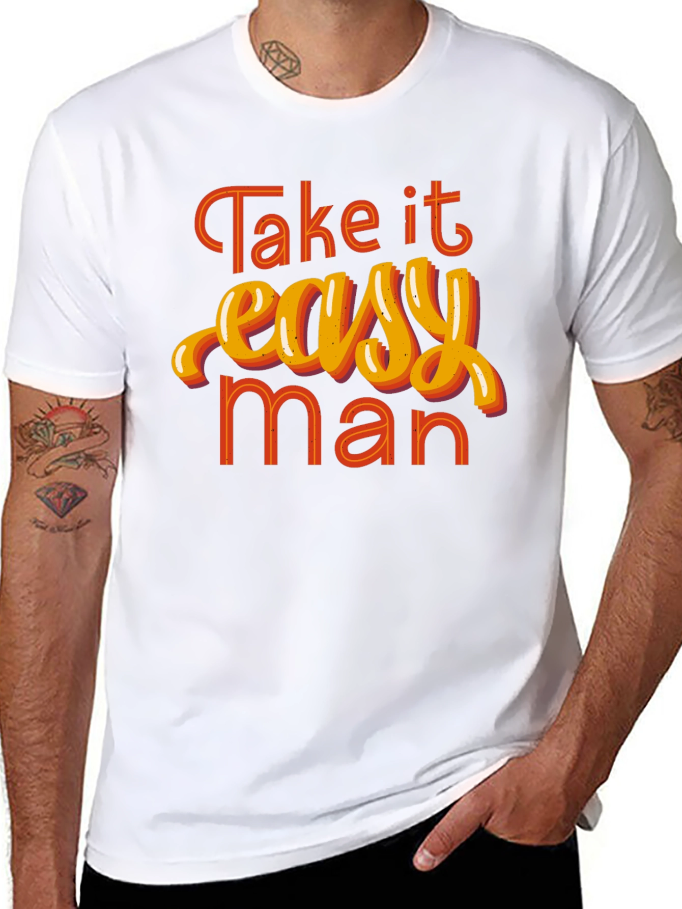 Take it Easy Man Graphic Tee - Retro Style