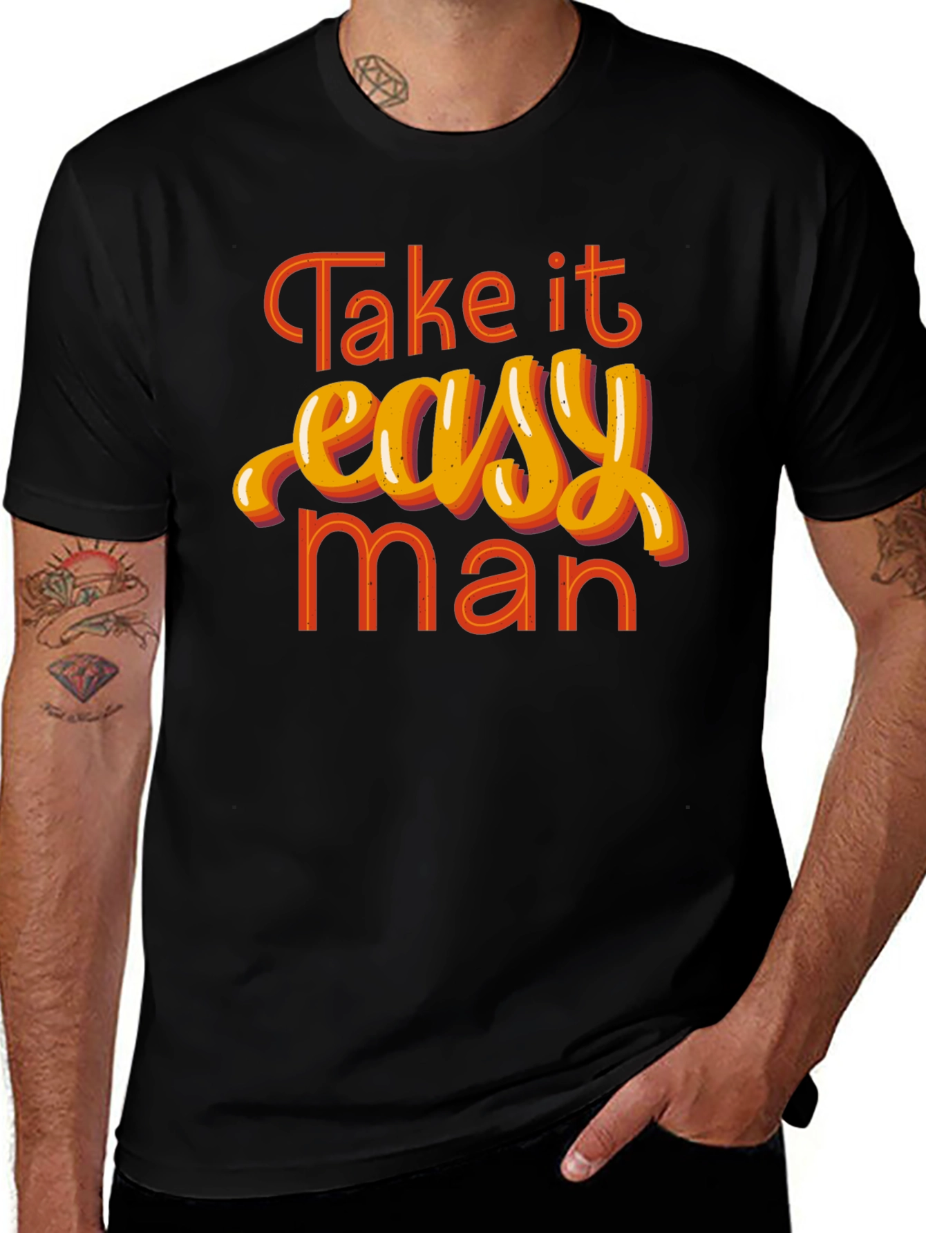 Take it Easy Man Graphic Tee - Retro Style