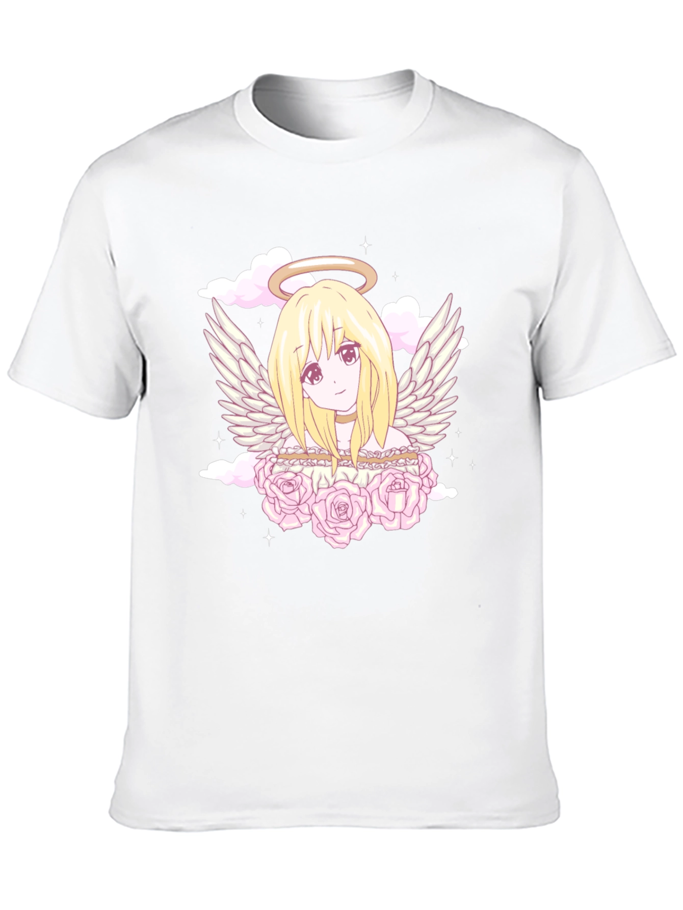 Anime Angel Graphic Tee - Black