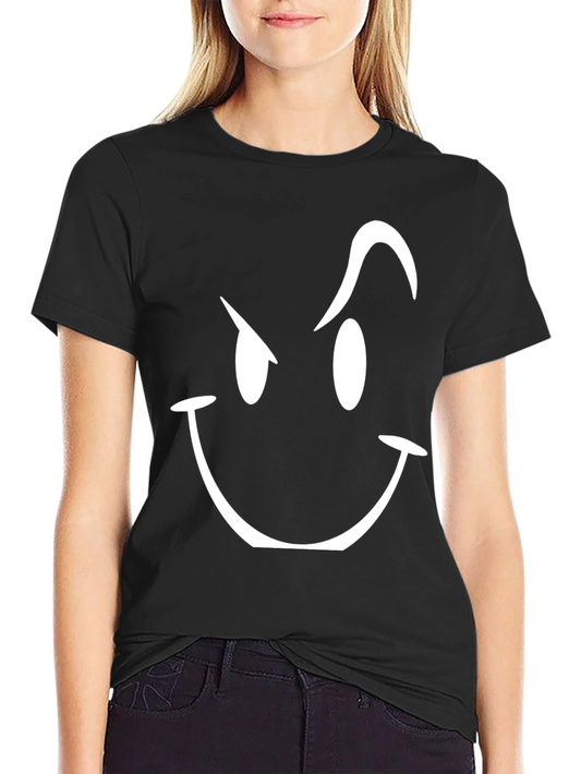 Black Tee with Winking Smiley Face Graphic