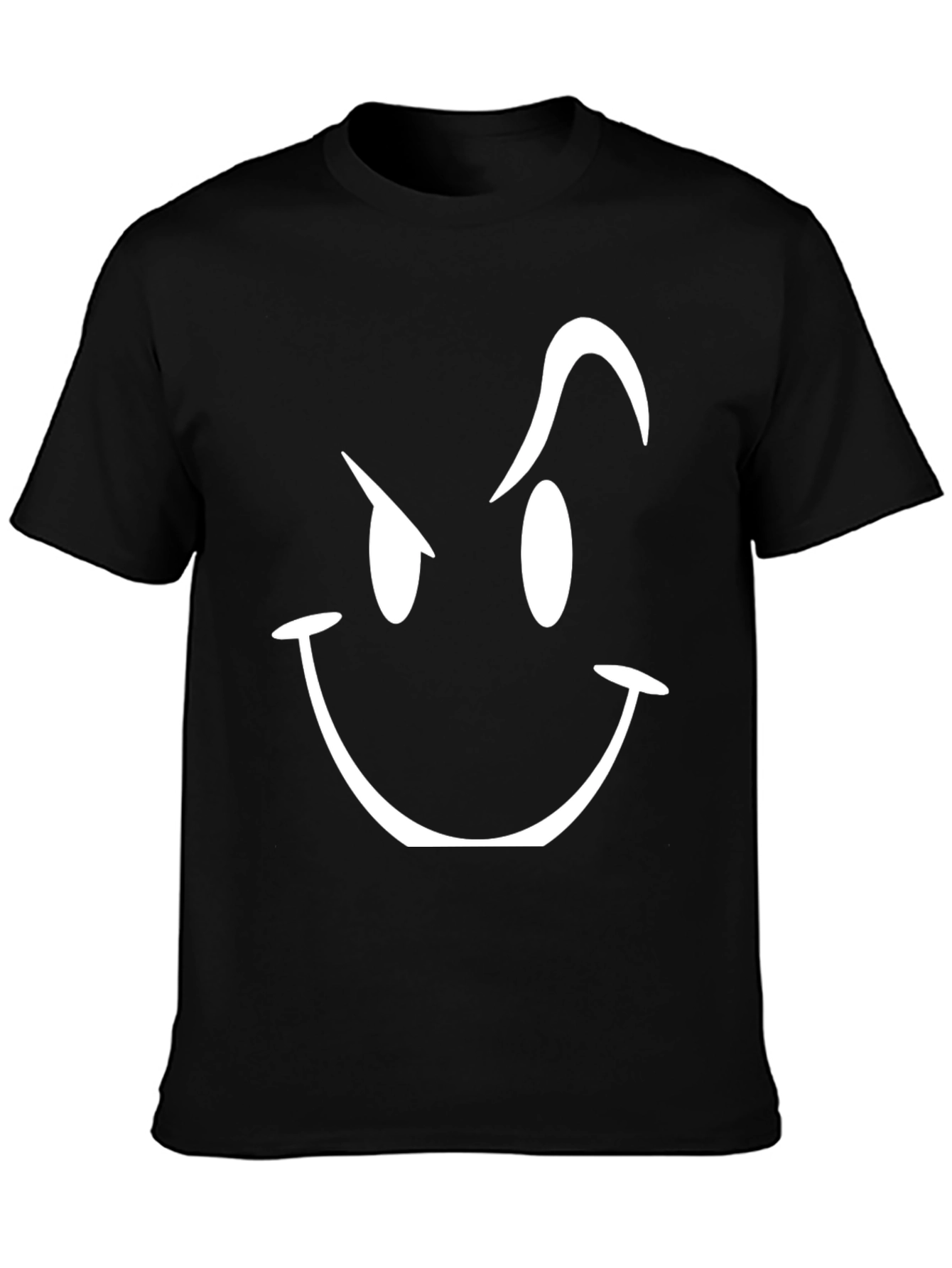 Black Tee with Winking Smiley Face Graphic