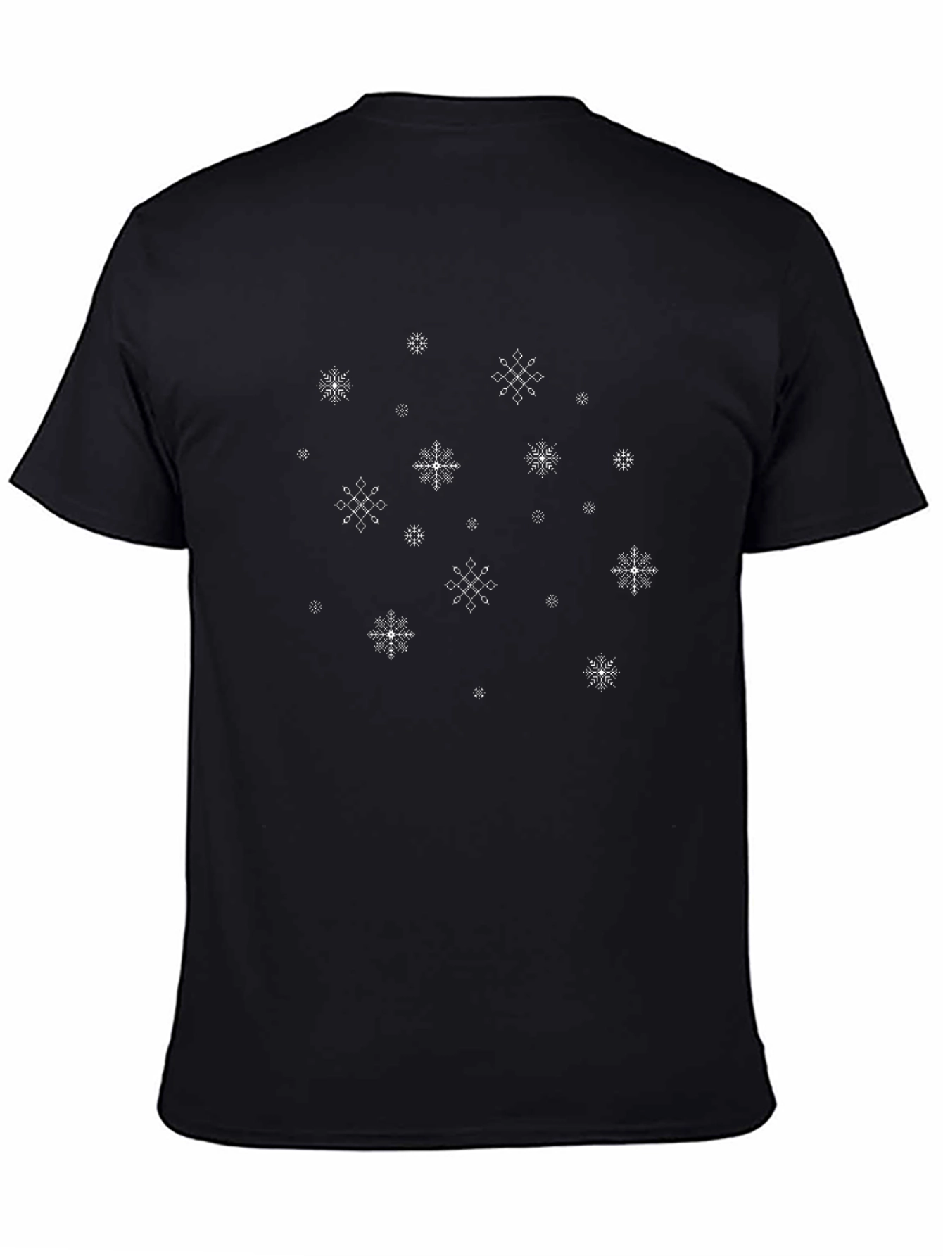 Snowflake Pattern Black T-Shirt for Men