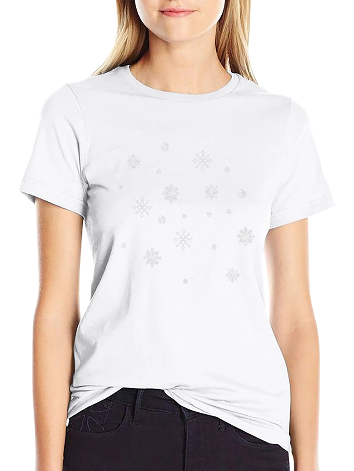 Snowflake Pattern Black T-Shirt for Men