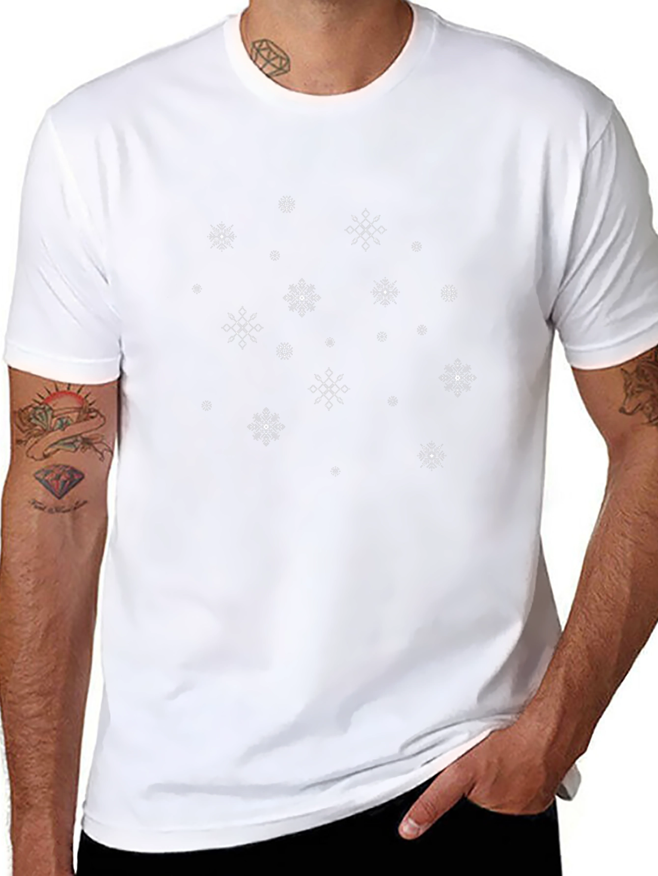 Snowflake Pattern Black T-Shirt for Men