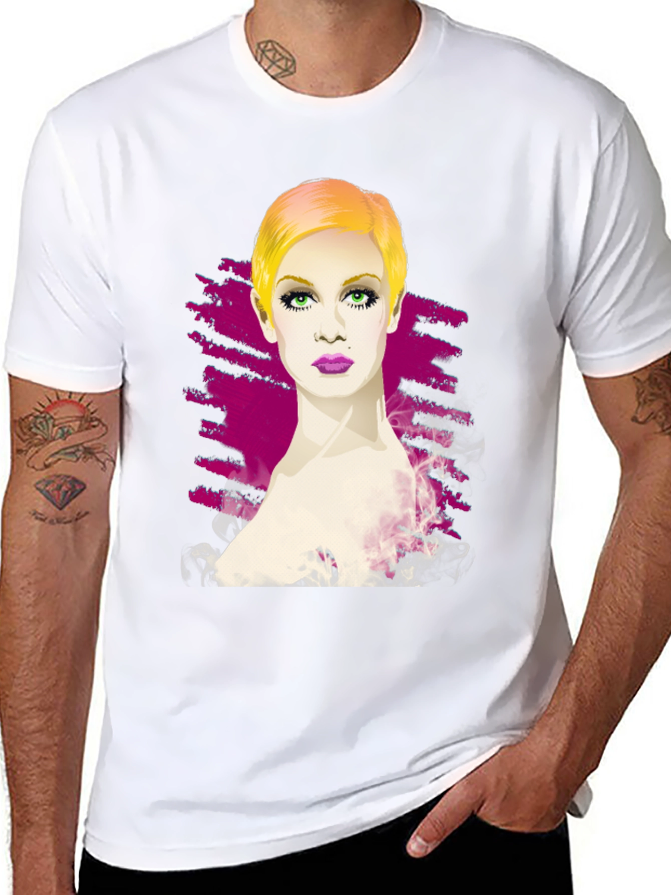 Twiggy Portrait Graphic Tee - Stylish Black T-Shirt