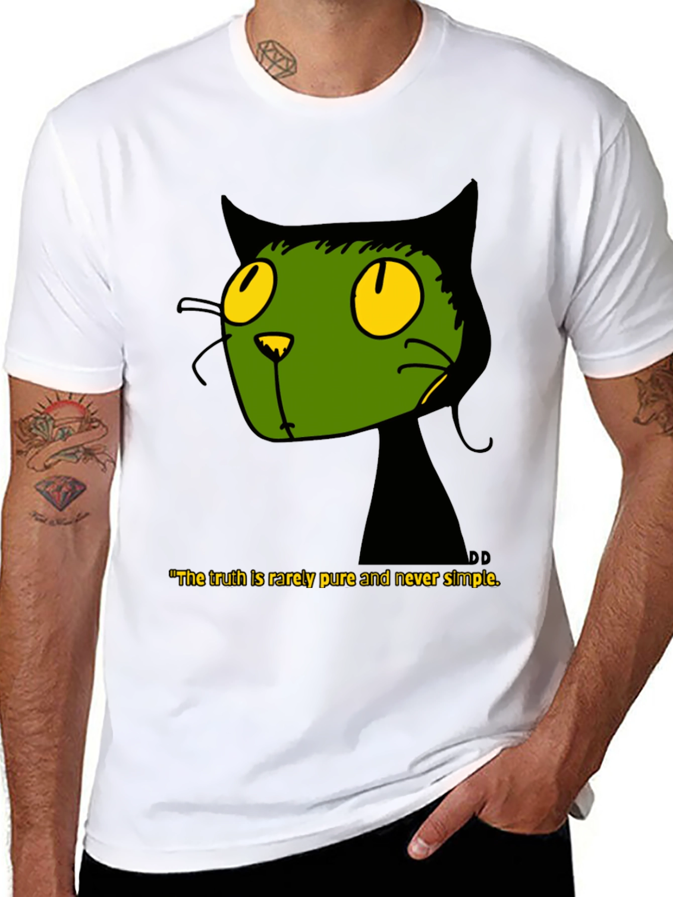 Black Cat T-Shirt - Truth is Rarely Pure