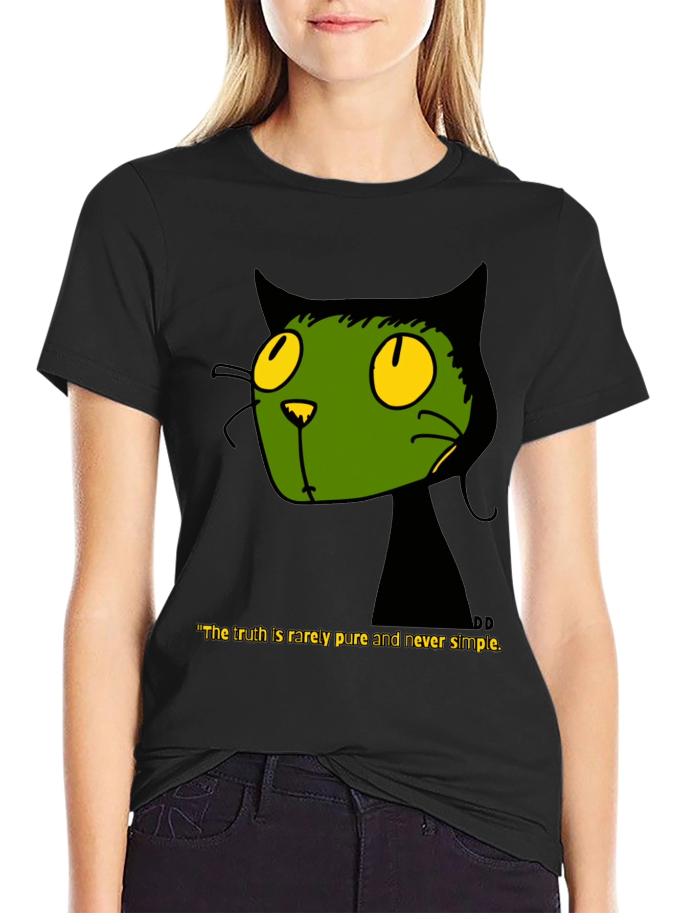 Black Cat T-Shirt - Truth is Rarely Pure