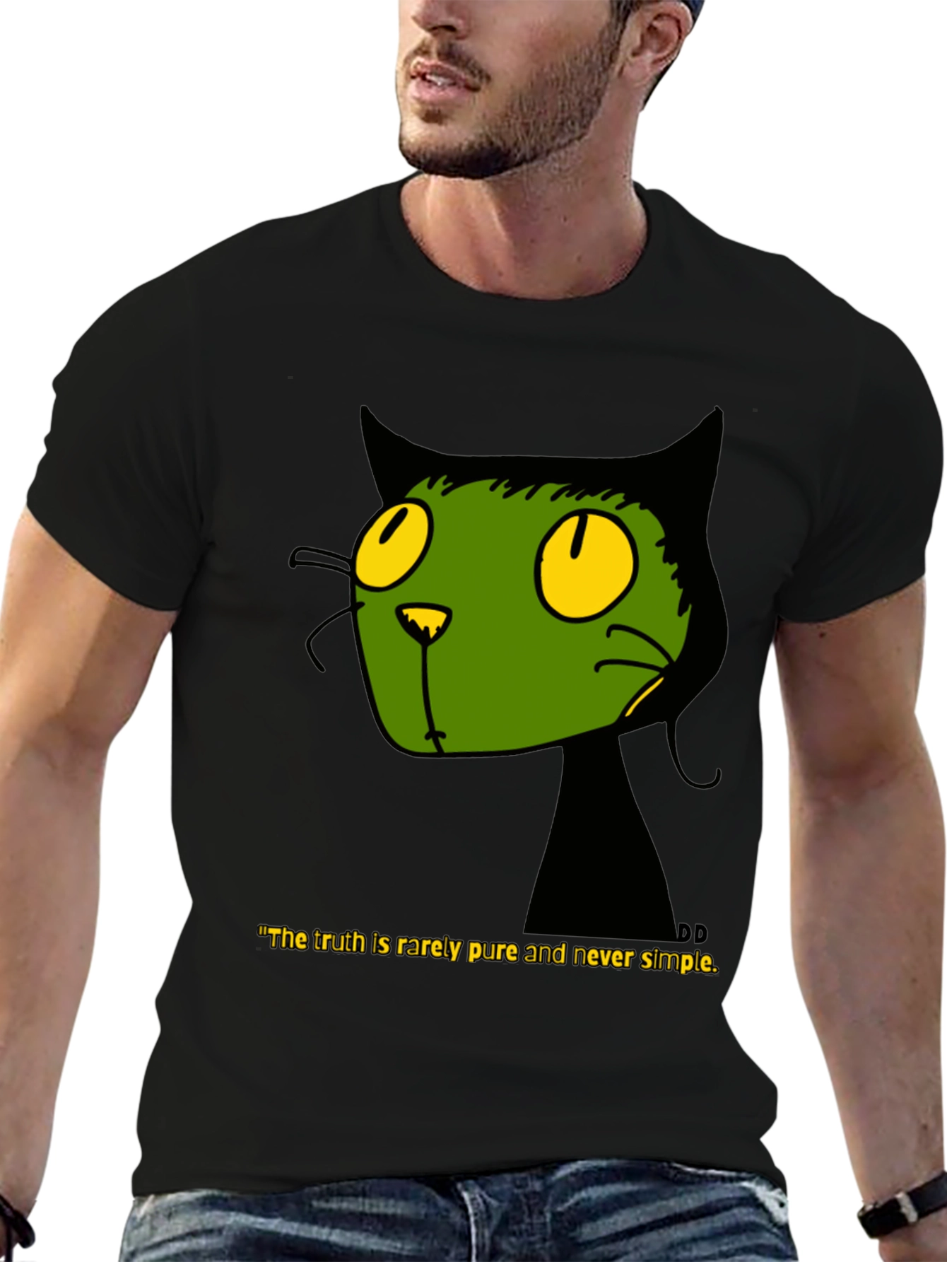 Black Cat T-Shirt - Truth is Rarely Pure