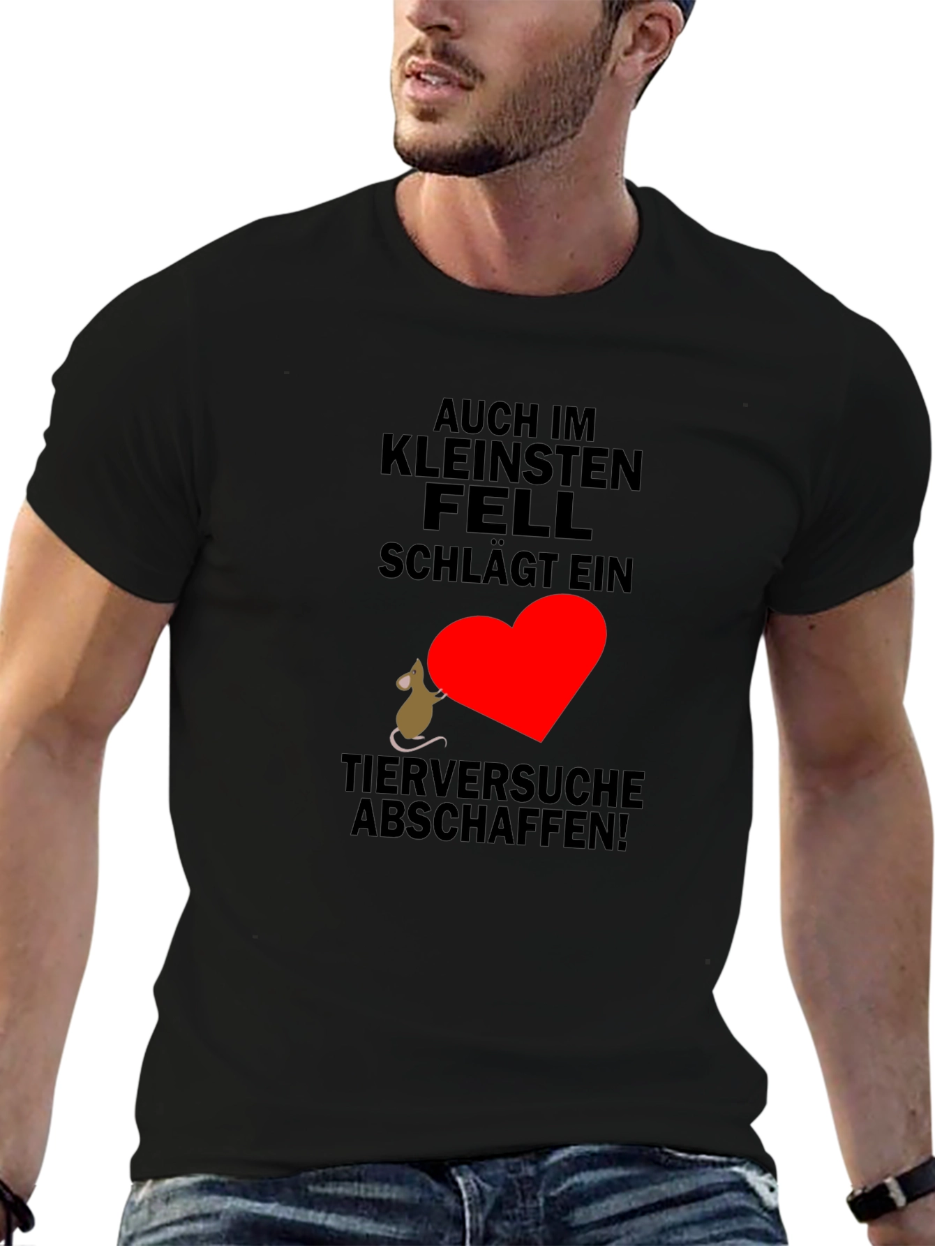 Black T-Shirt with Animal Rights Graphic
