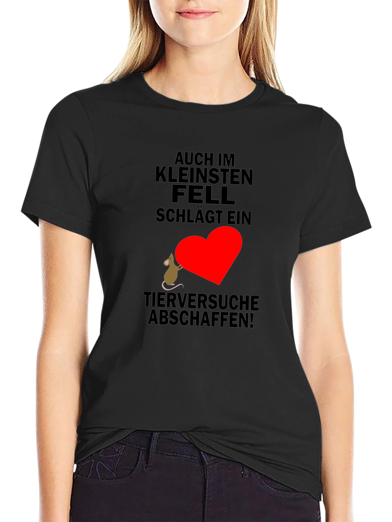Black T-Shirt with Animal Rights Graphic