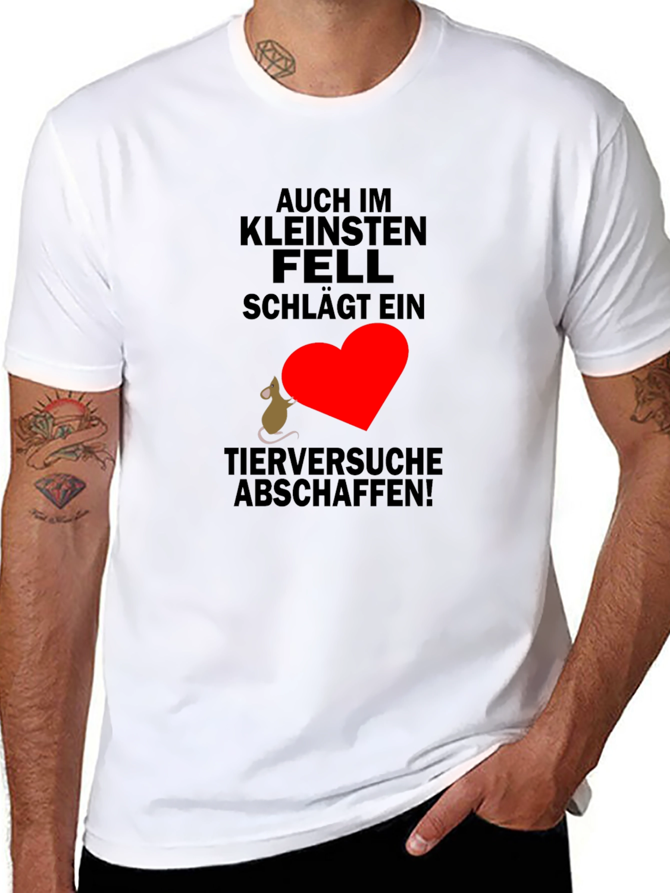 Black T-Shirt with Animal Rights Graphic