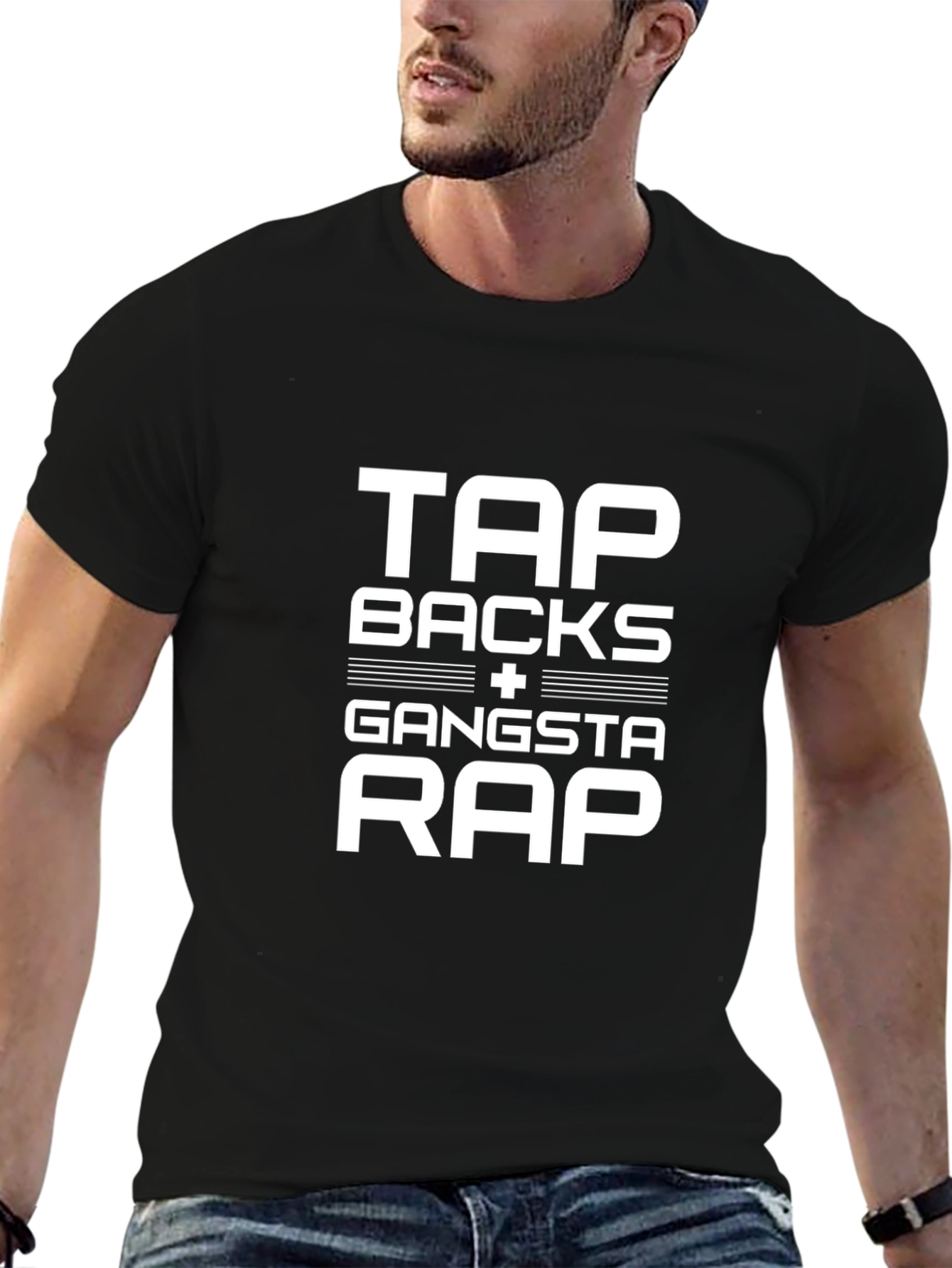 Tap Backs & Gangsta Rap Graphic Tee - Black