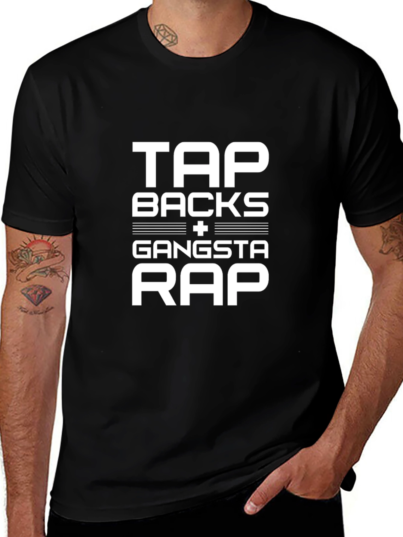 Tap Backs & Gangsta Rap Graphic Tee - Black