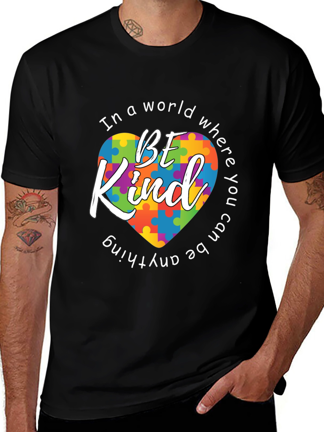 Be Kind Autism Awareness Puzzle Heart T-Shirt