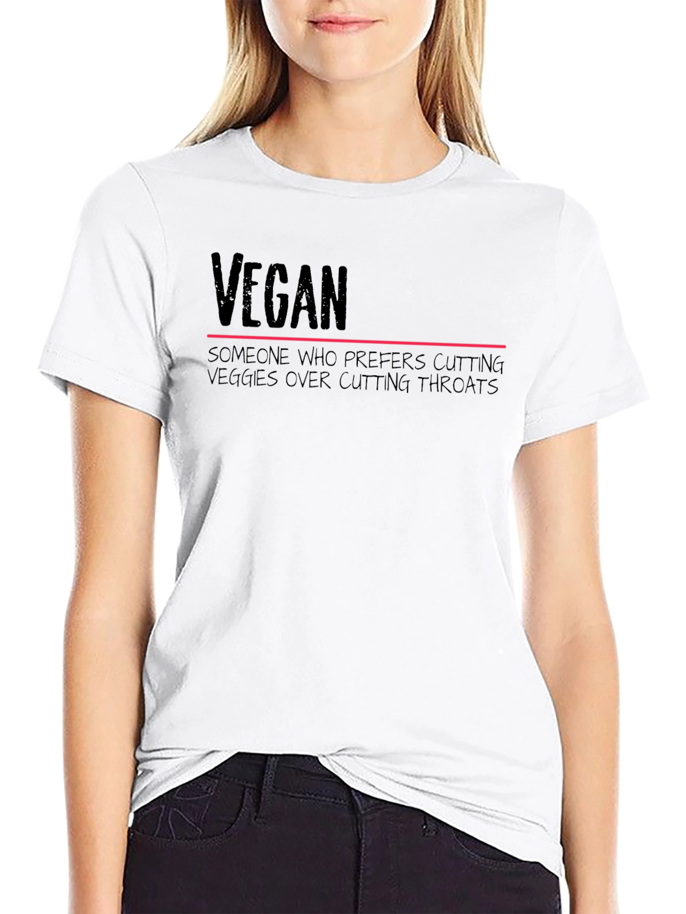 Vegan Statement T-Shirt - Cutting Veggies Not Throats