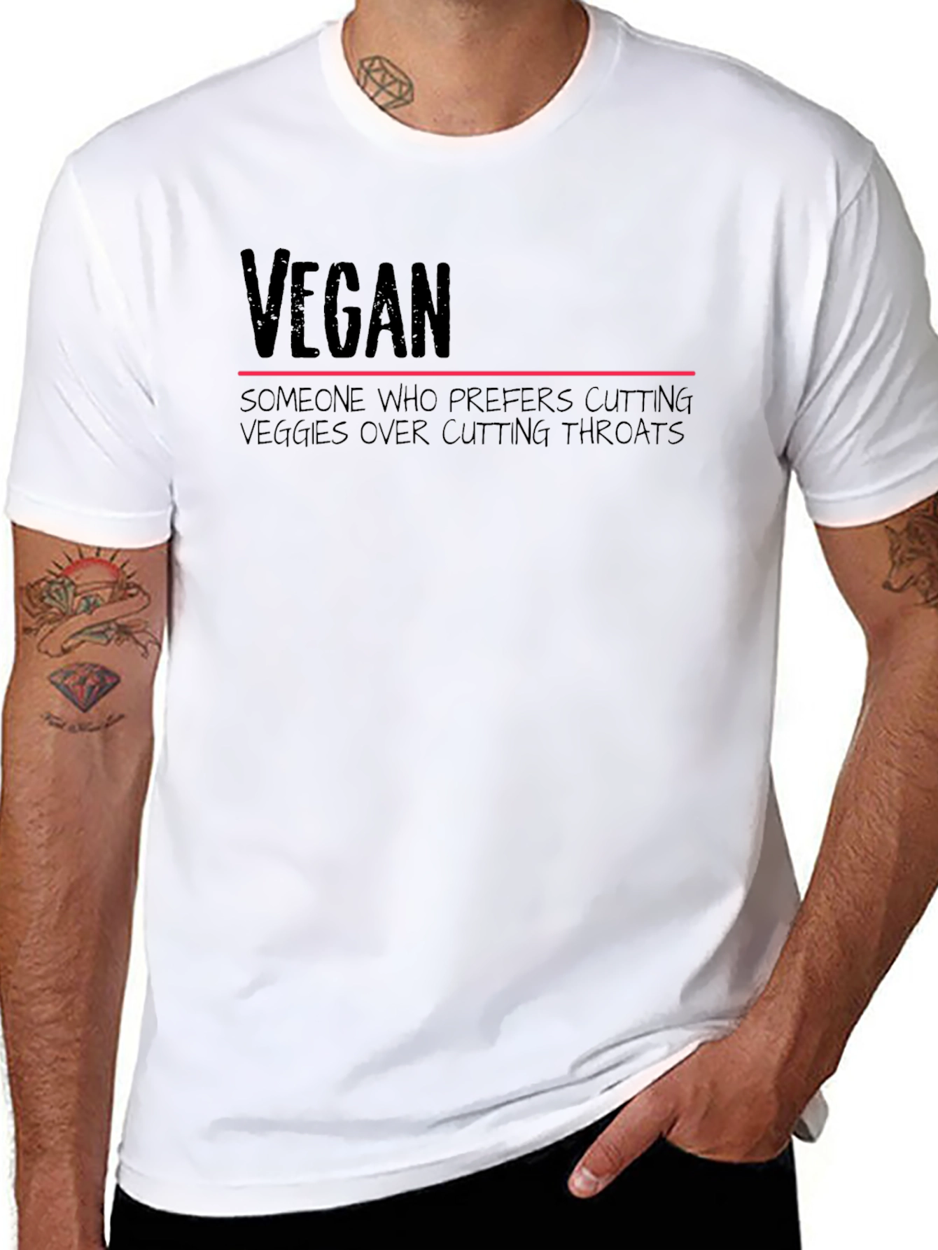 Vegan Statement T-Shirt - Cutting Veggies Not Throats