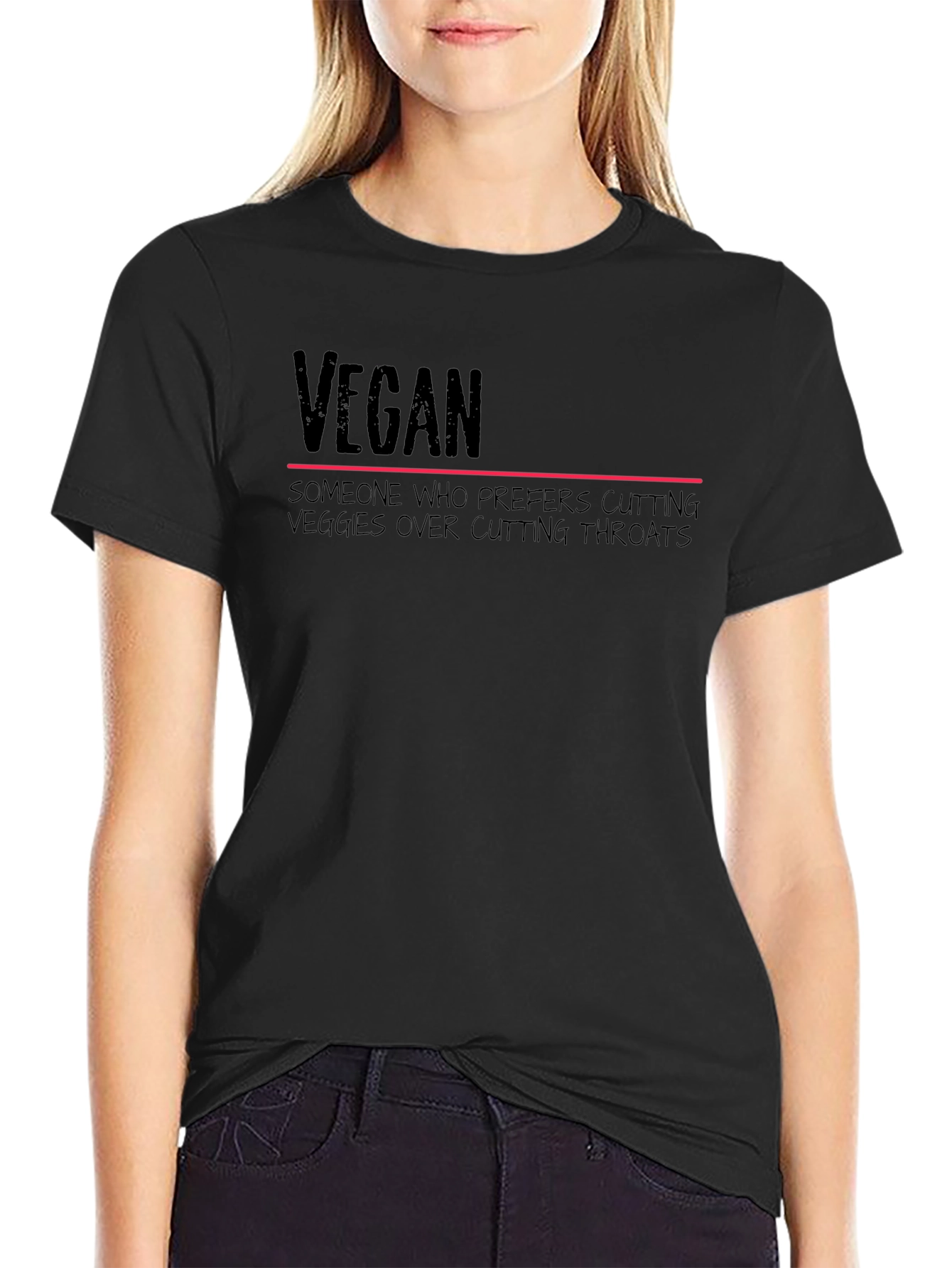 Vegan Statement T-Shirt - Cutting Veggies Not Throats