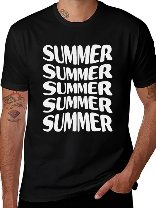 Summer Graphic Tee - Black Cotton T-Shirt