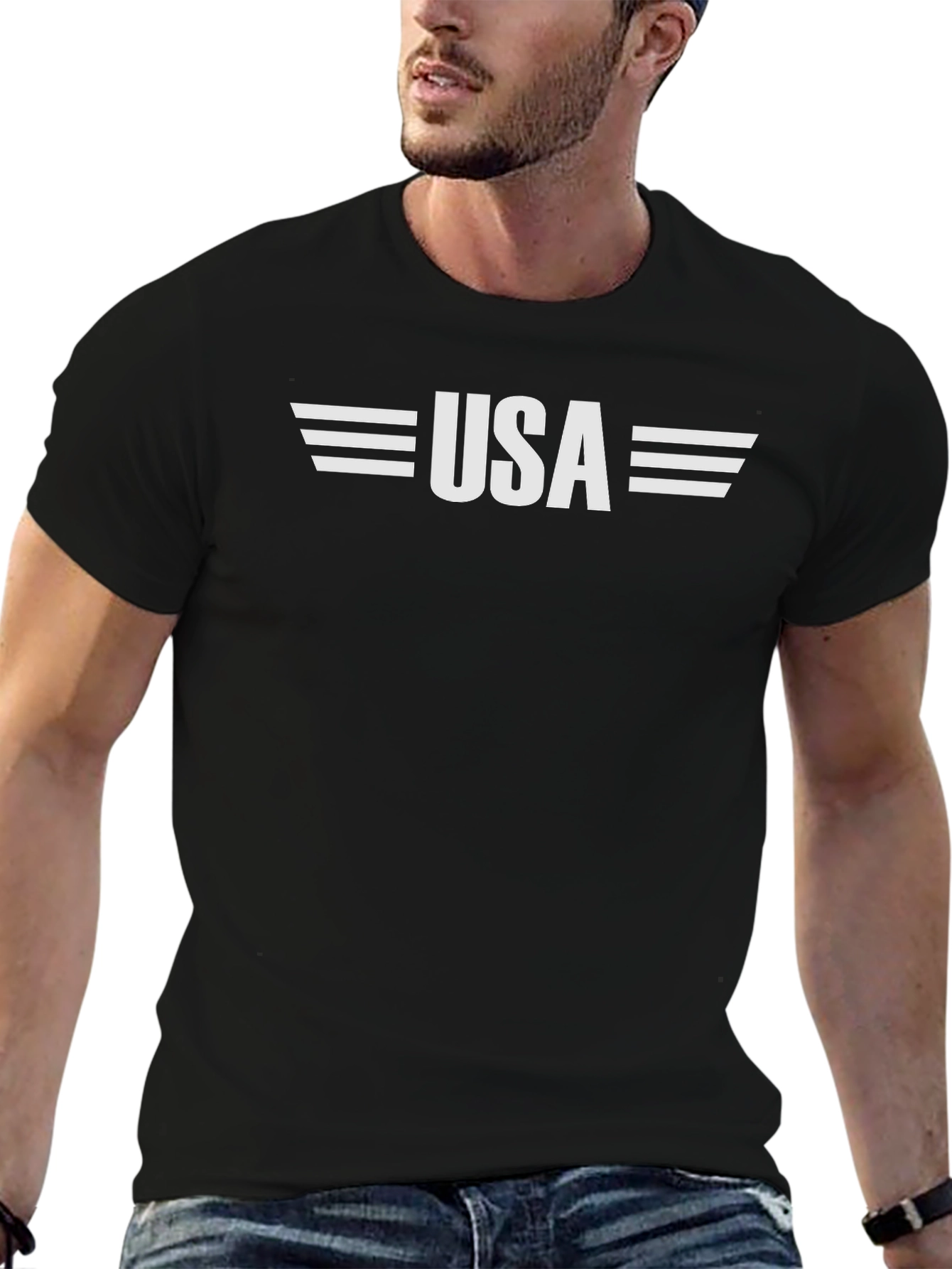 USA Graphic Print Crew Neck T-Shirt