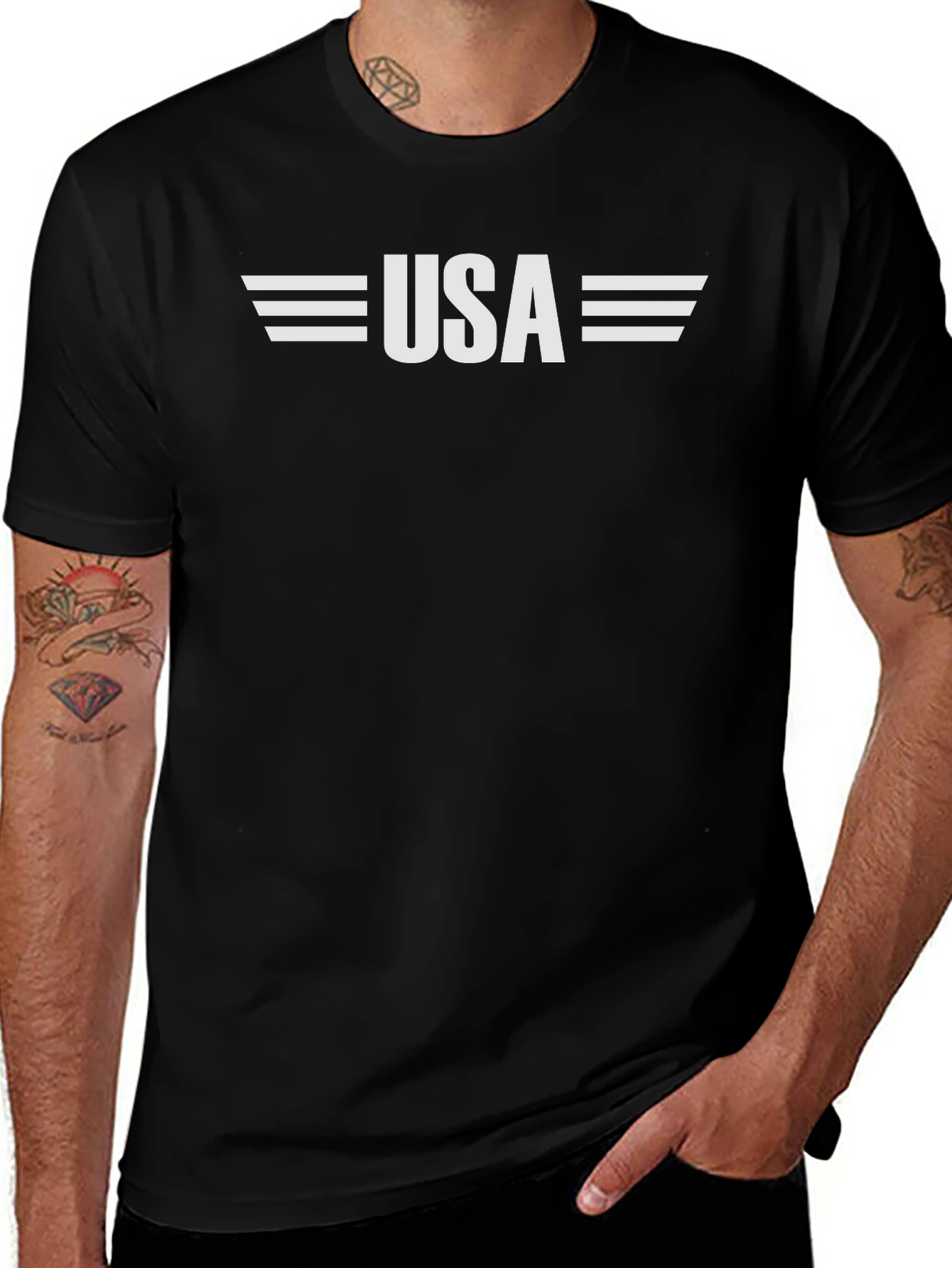 USA Graphic Print Crew Neck T-Shirt