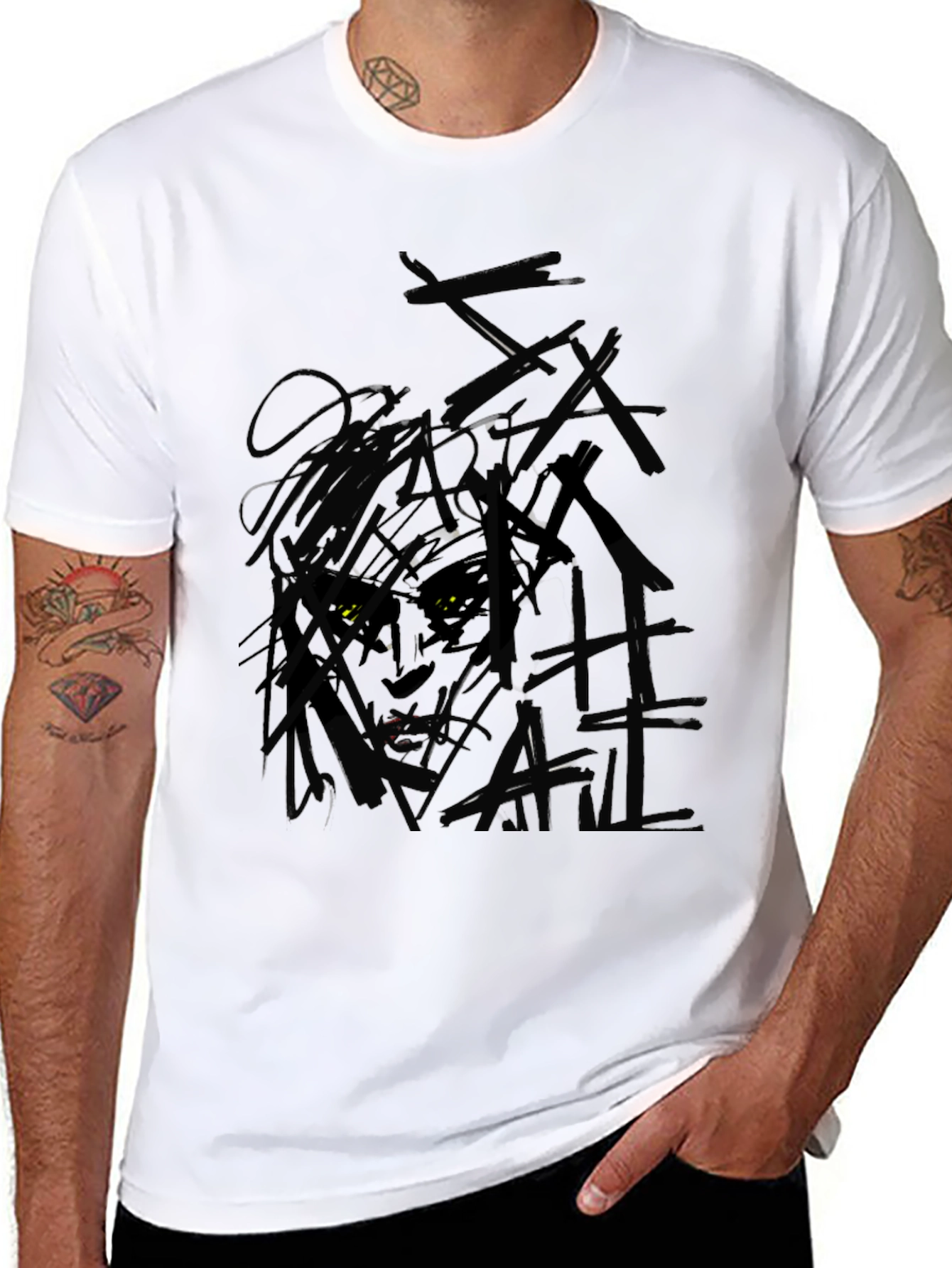 Abstract Graphic Print Black T-Shirt