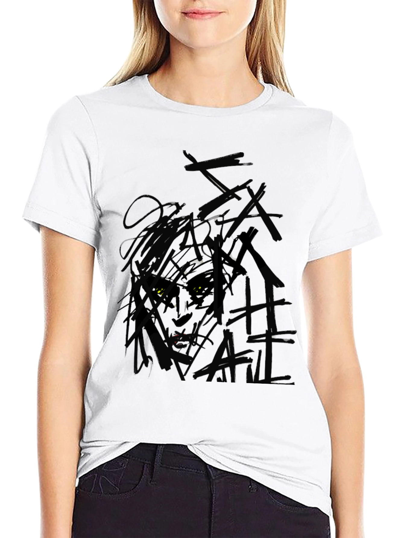 Abstract Graphic Print Black T-Shirt