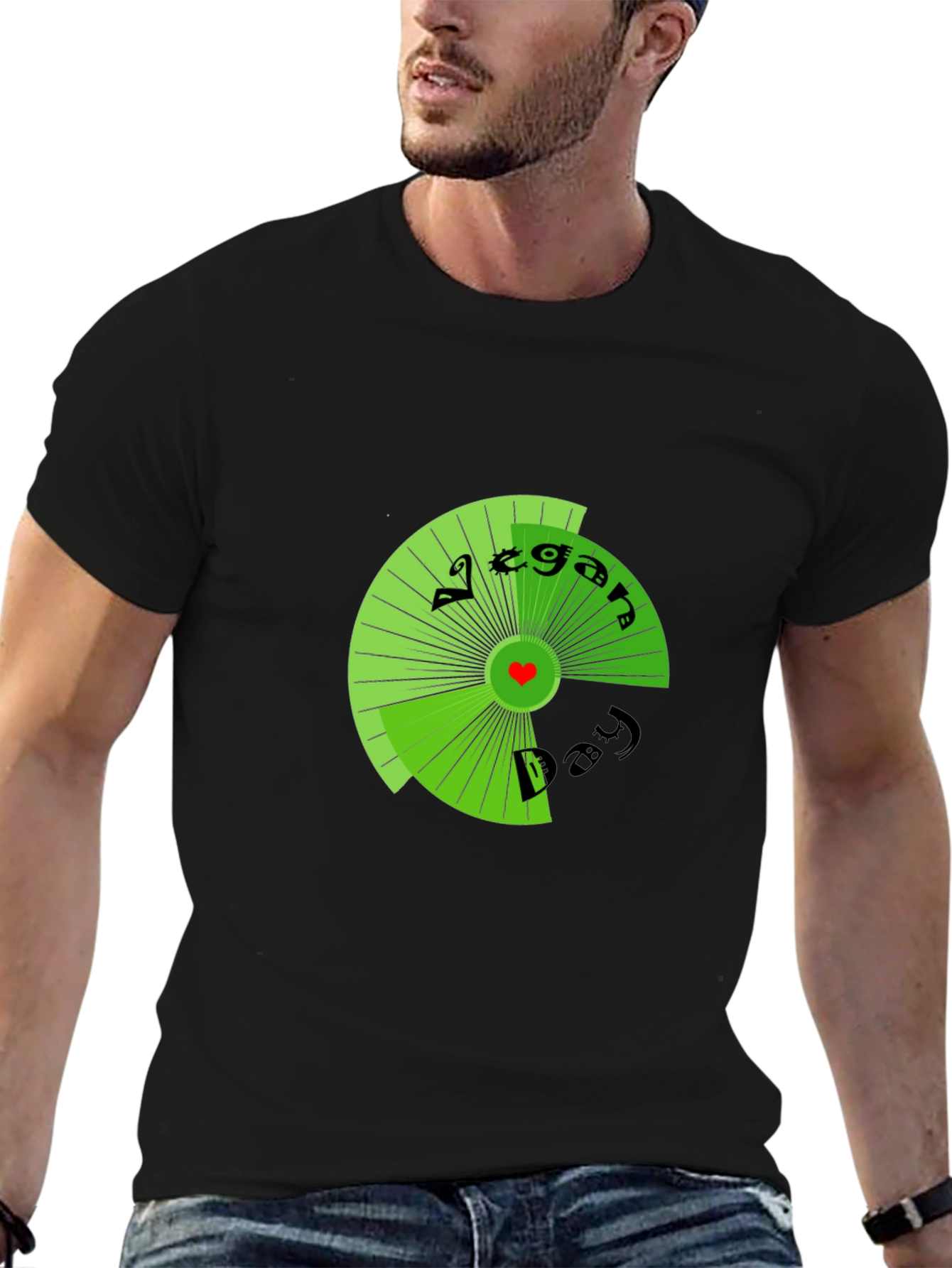Vegan Day T-Shirt - Black Circular Graphic