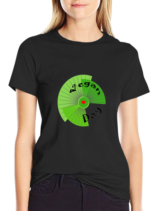 Vegan Day T-Shirt - Black Circular Graphic