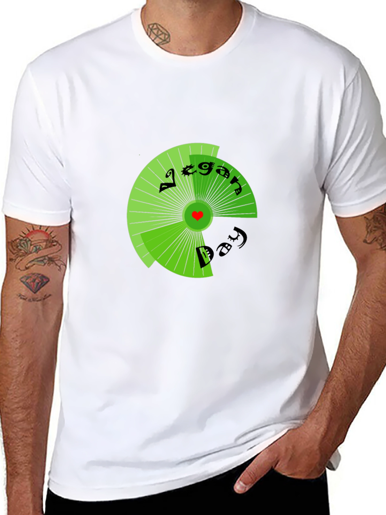Vegan Day T-Shirt - Black Circular Graphic