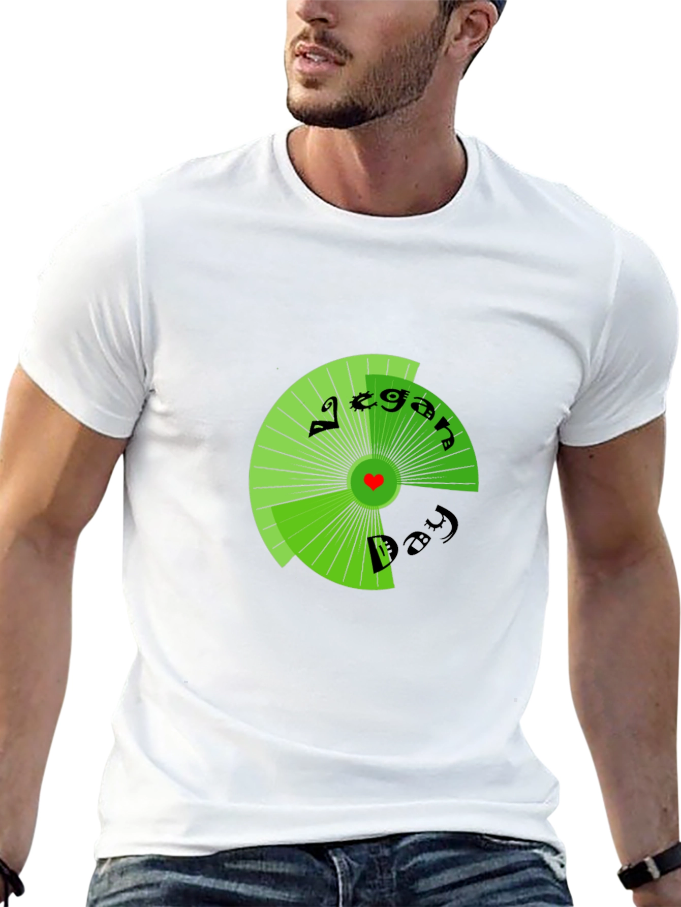 Vegan Day T-Shirt - Black Circular Graphic