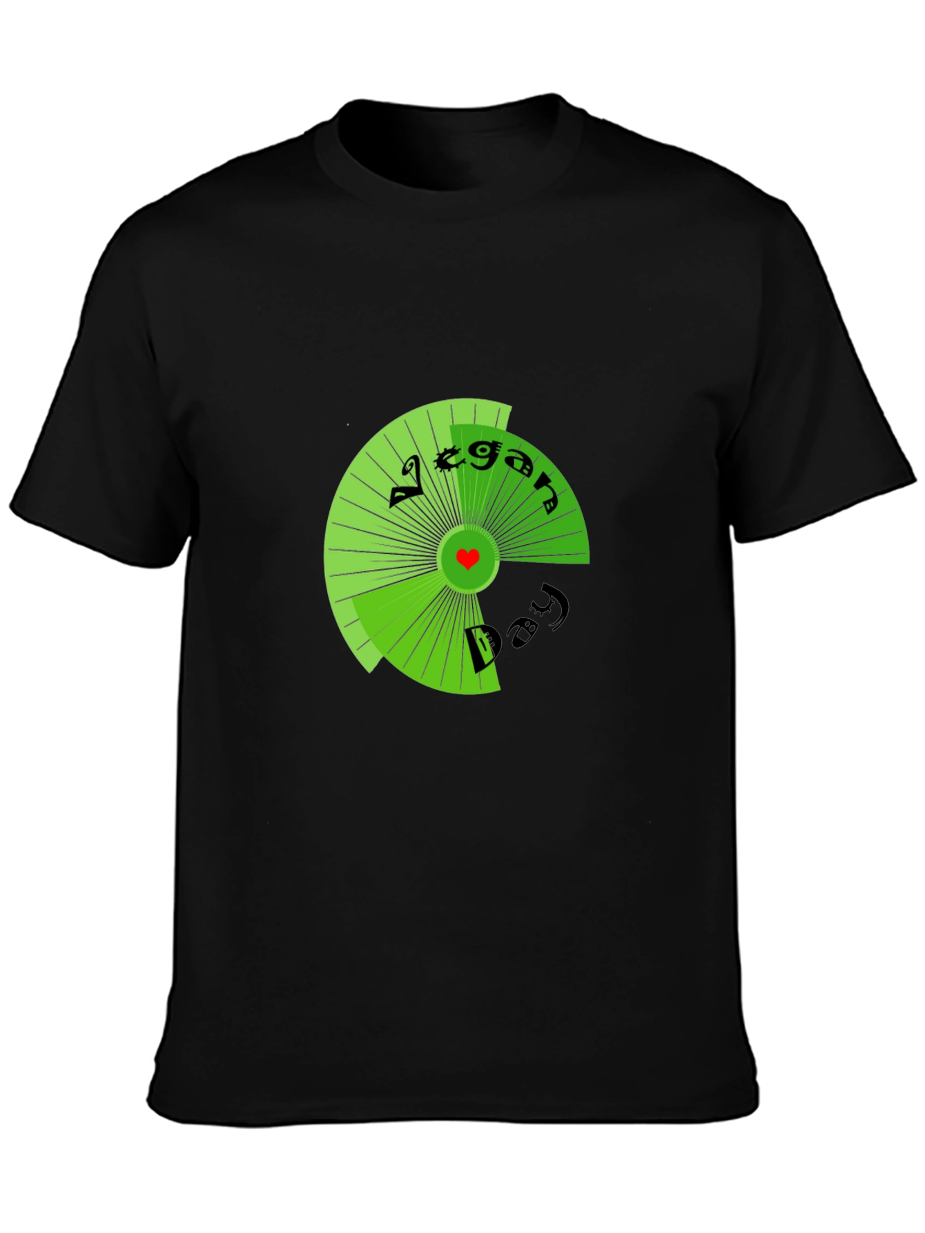 Vegan Day T-Shirt - Black Circular Graphic