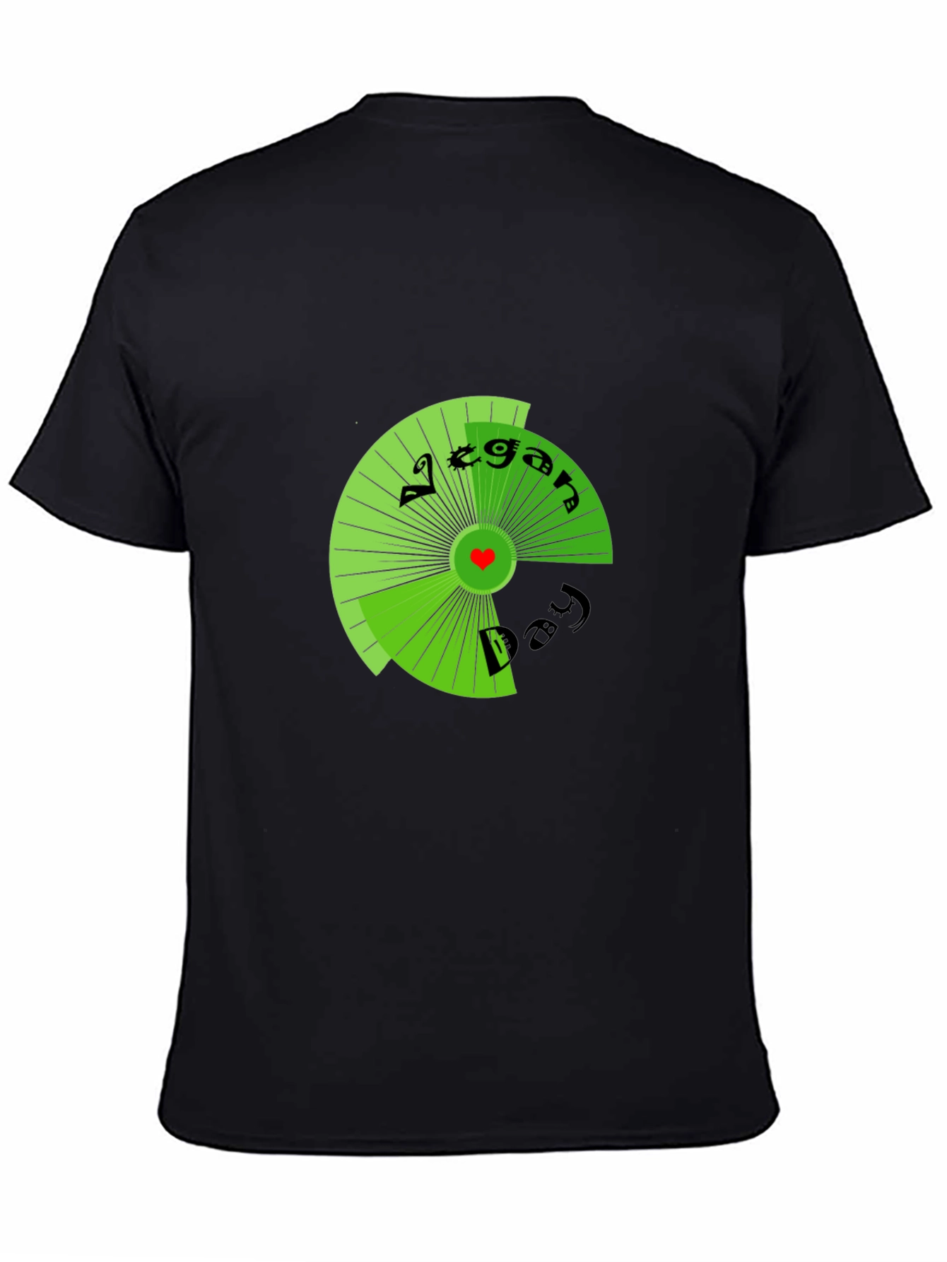 Vegan Day T-Shirt - Black Circular Graphic
