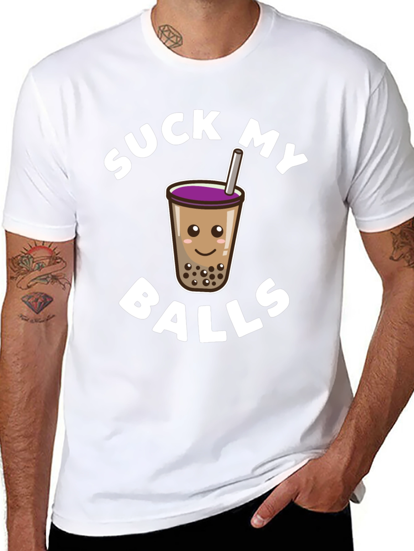 Suck My Balls Boba Tea Graphic T-Shirt