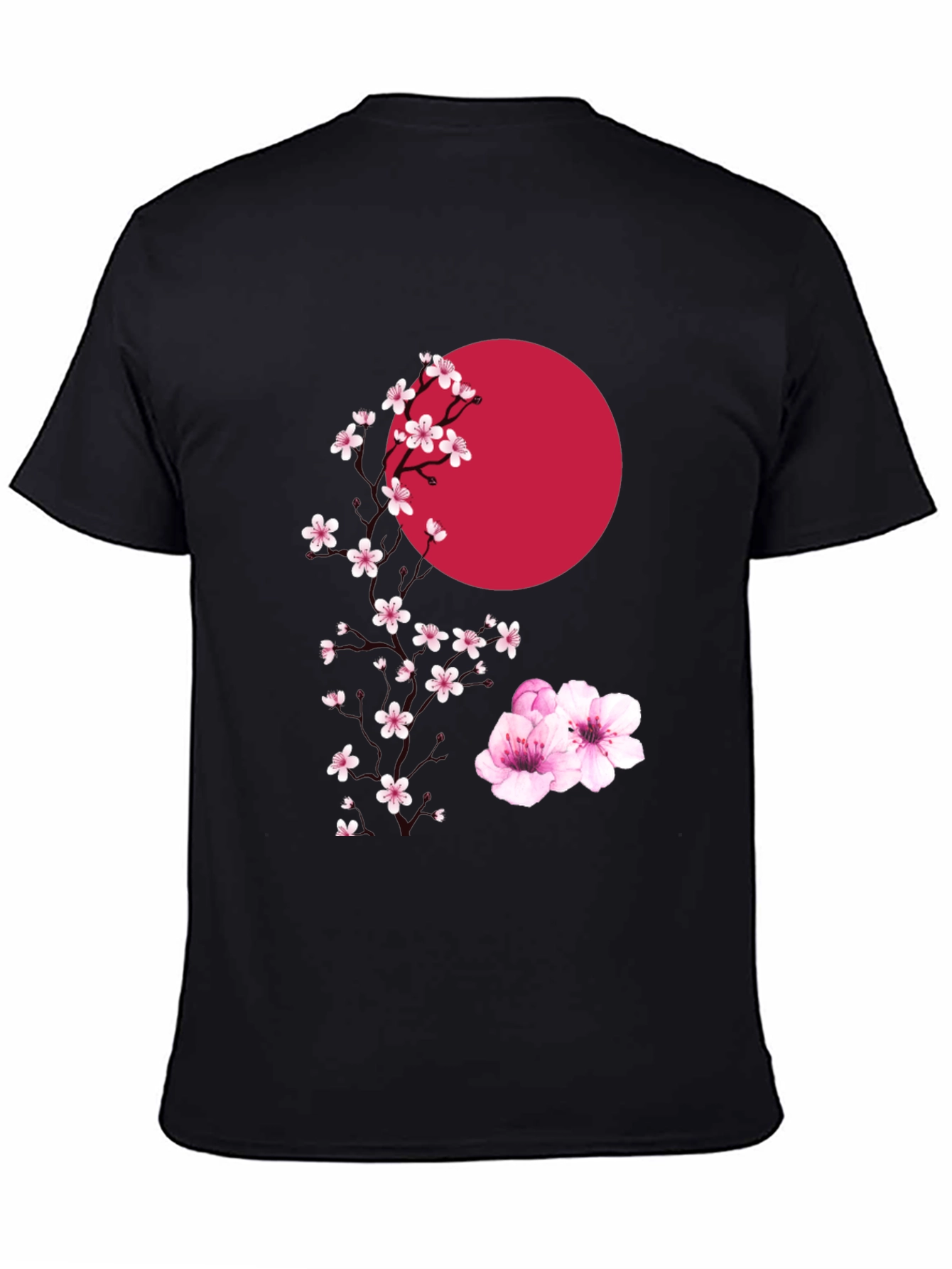 Sakura & Sun Graphic Tee - Stylish Black T-Shirt