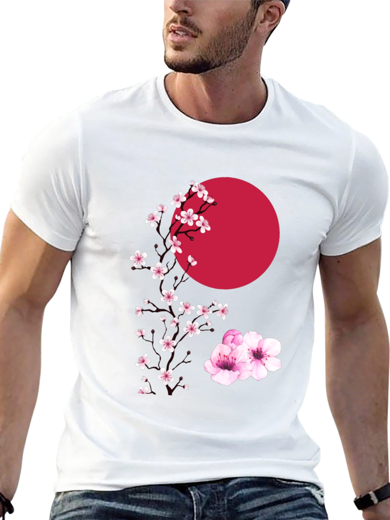Sakura & Sun Graphic Tee - Stylish Black T-Shirt