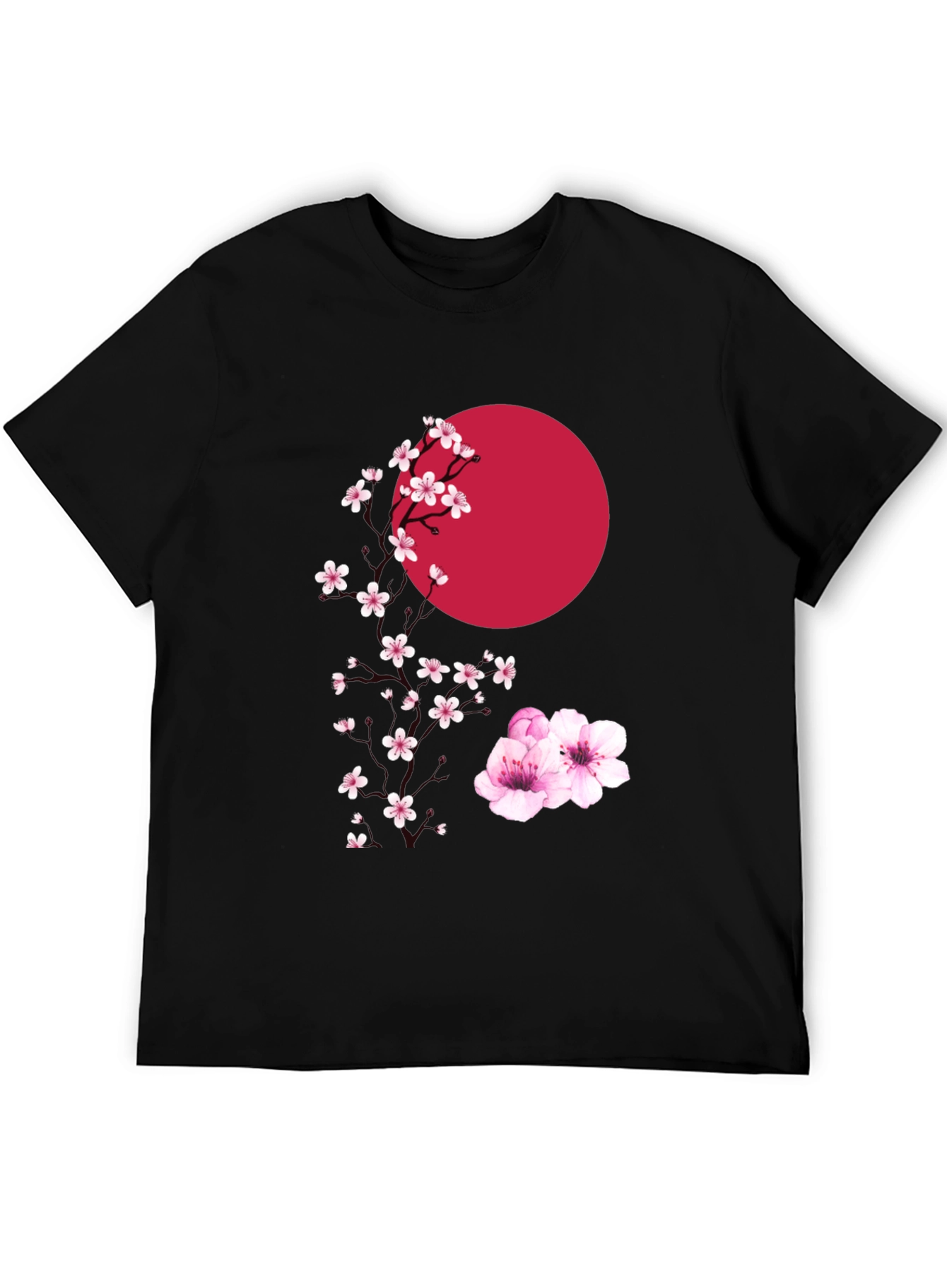 Sakura & Sun Graphic Tee - Stylish Black T-Shirt