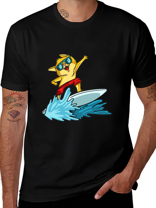 Surfing Cat T-Shirt - Cool Summer Vibes