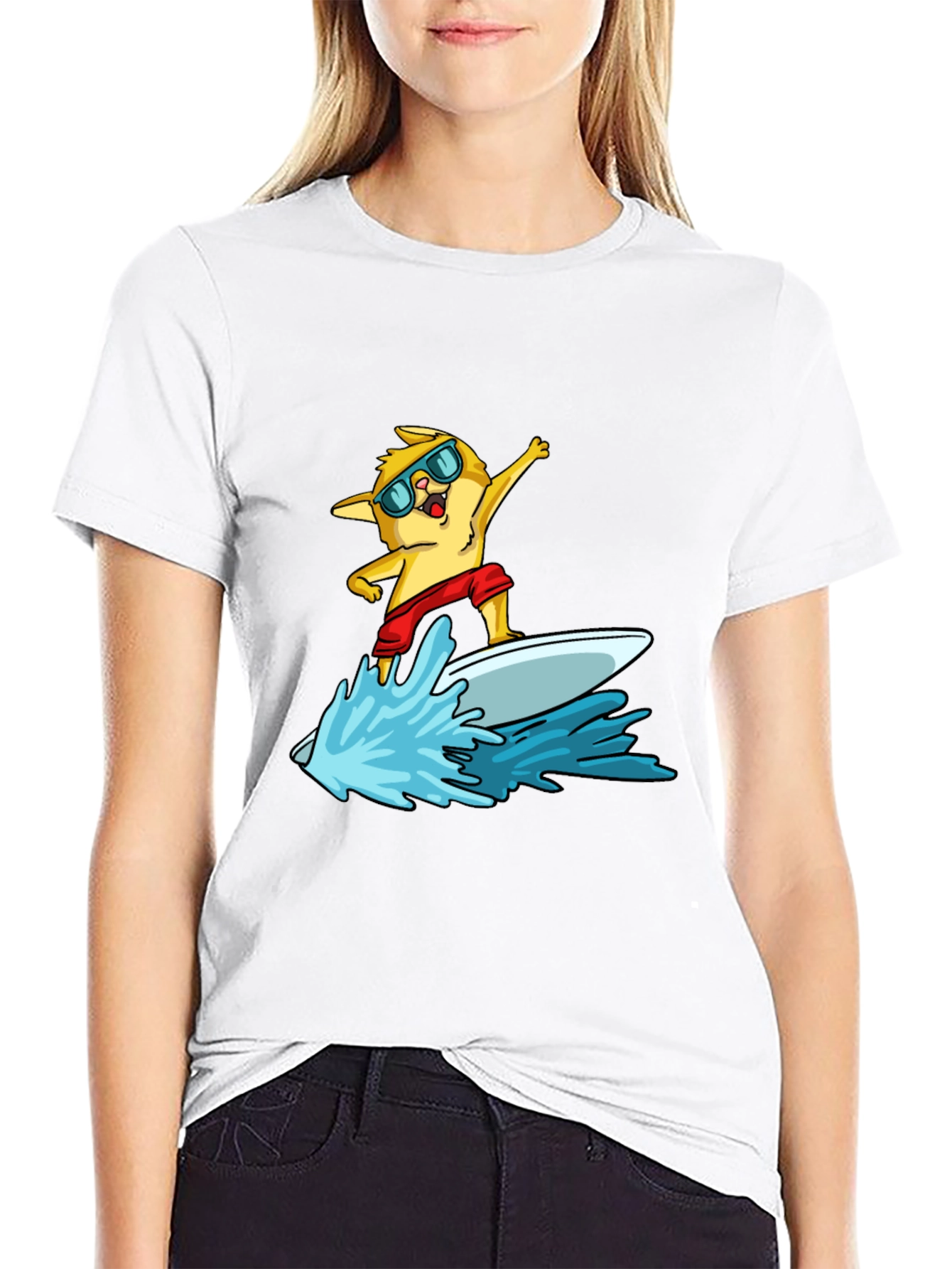 Surfing Cat T-Shirt - Cool Summer Vibes