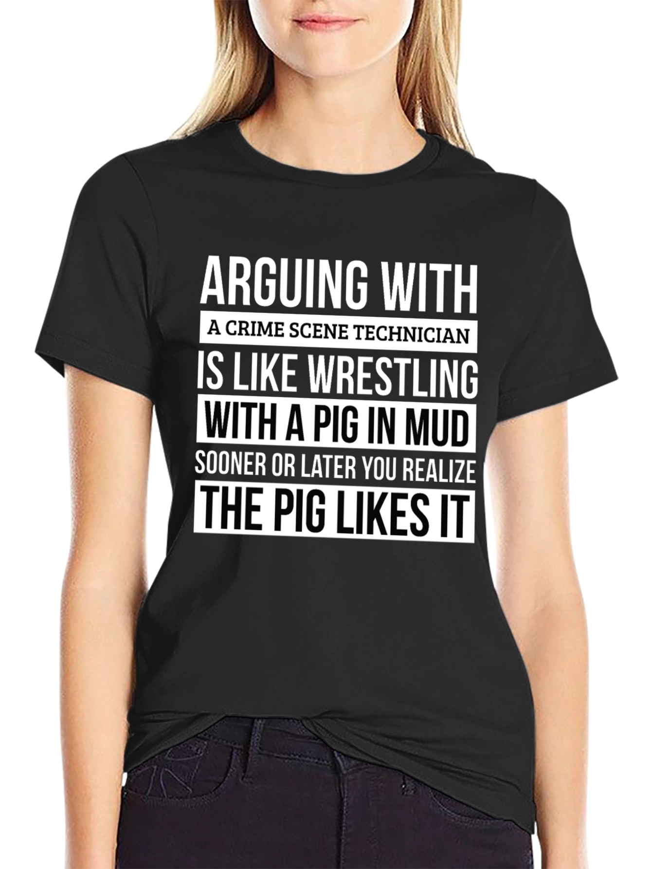 Crime Scene Technician Pig Wrestling T-Shirt
