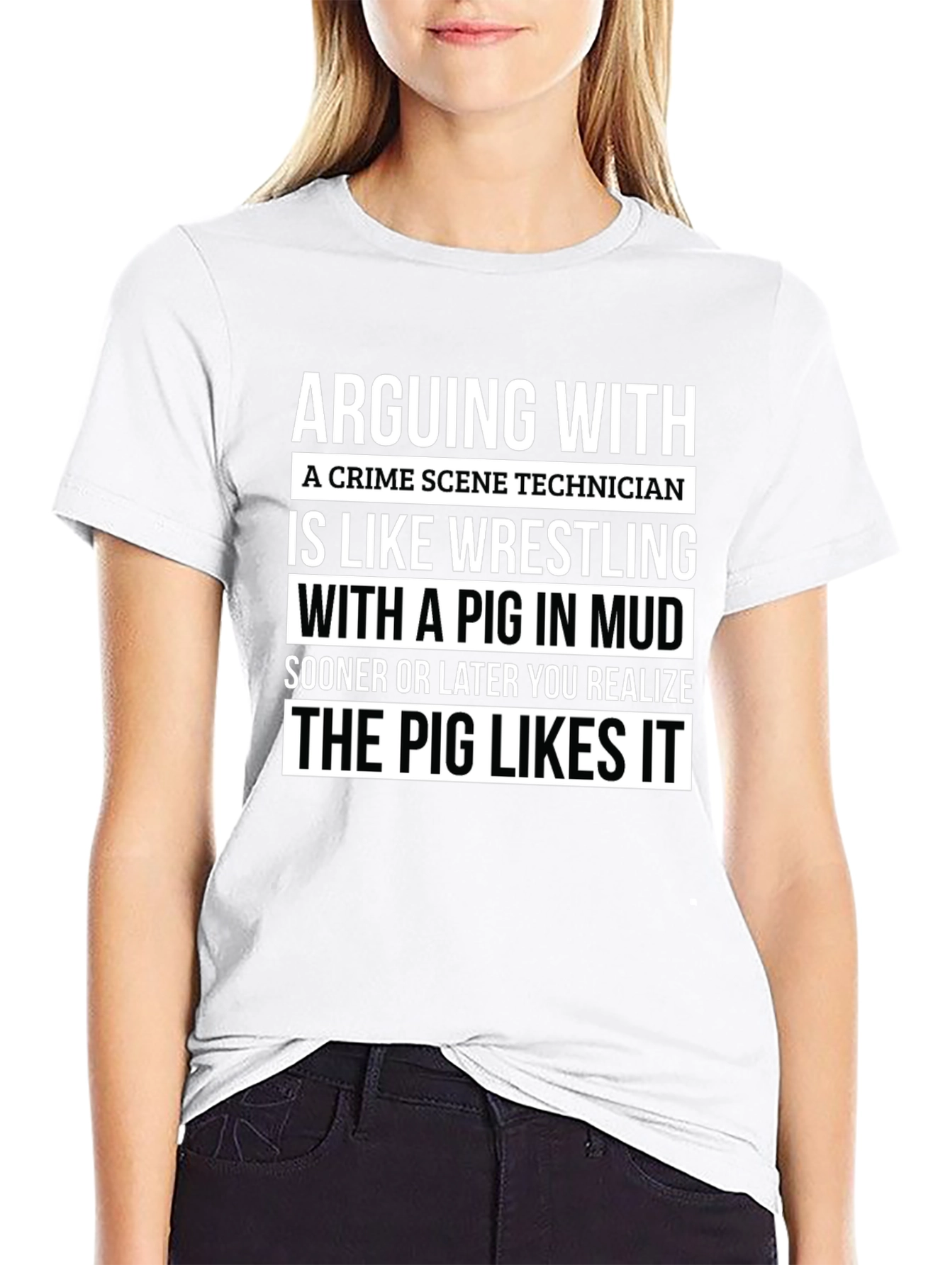 Crime Scene Technician Pig Wrestling T-Shirt